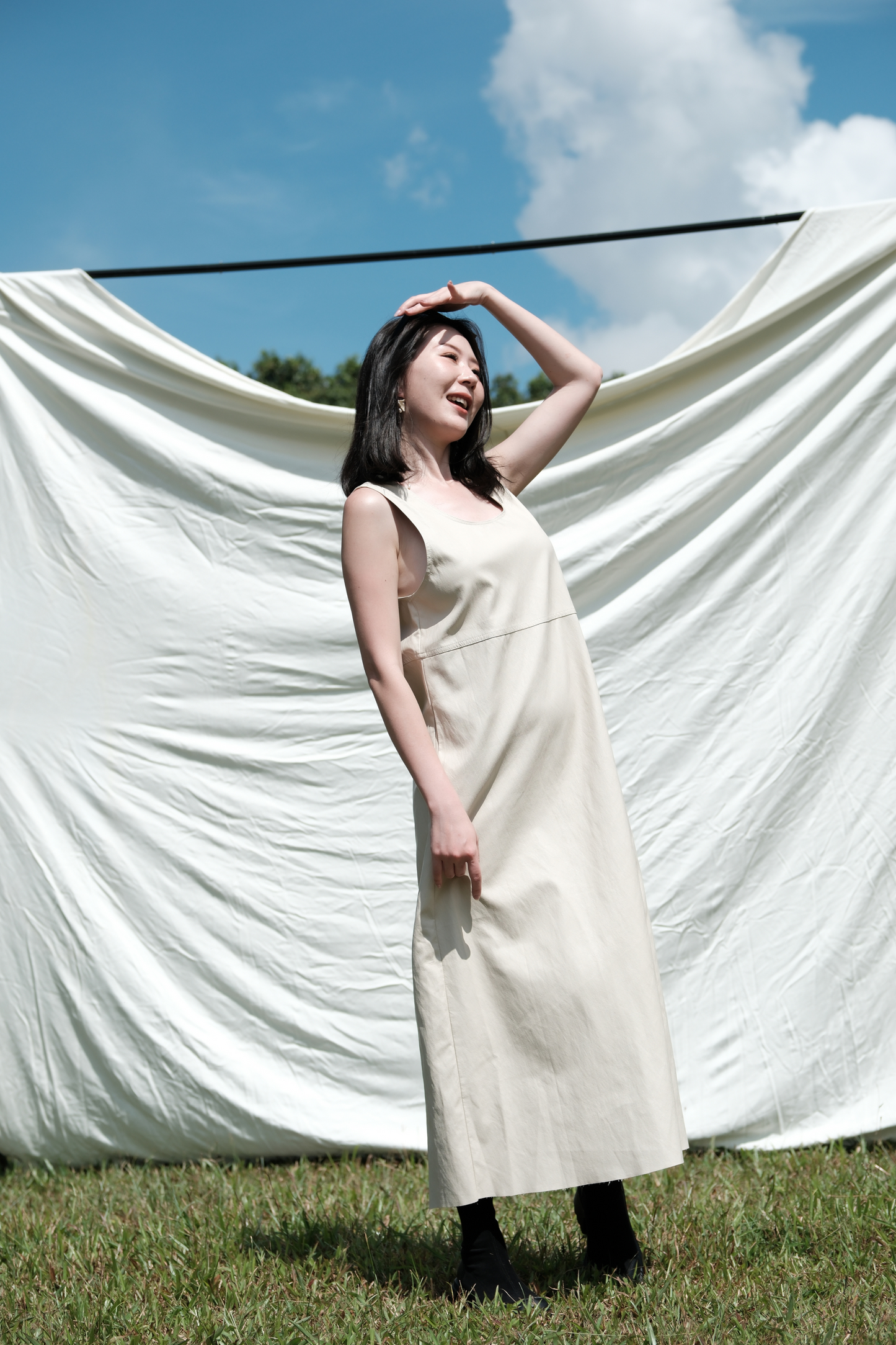 Noa PU Tank Dress in Cream