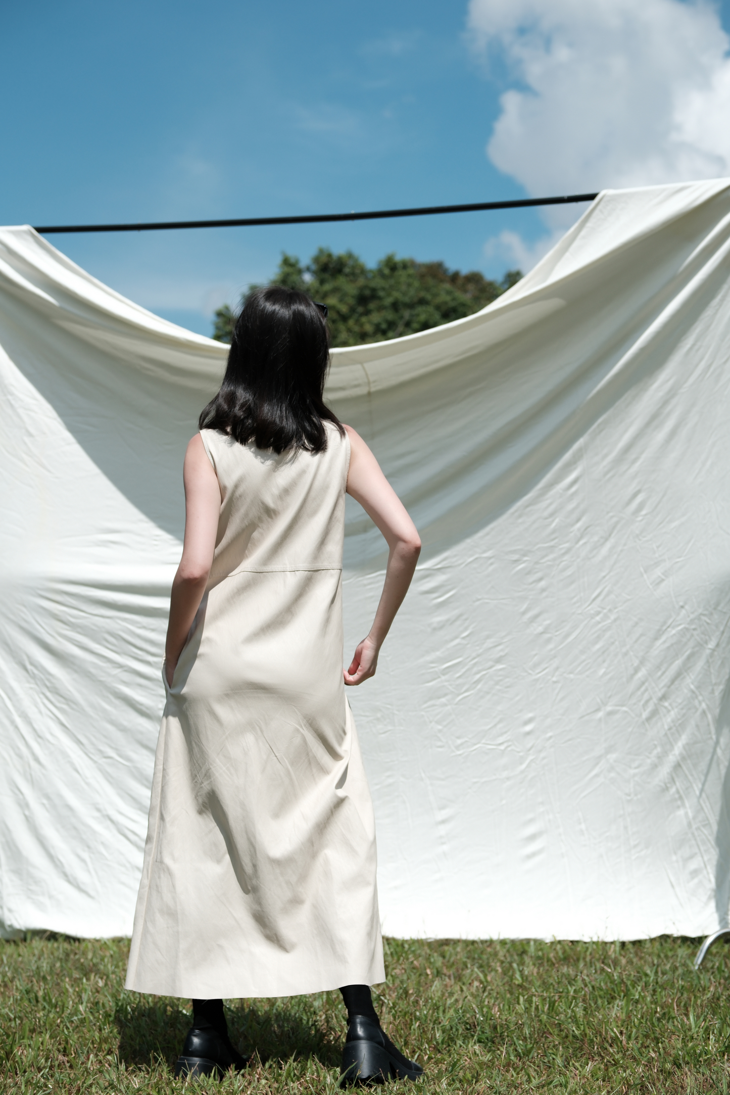 Noa PU Tank Dress in Cream