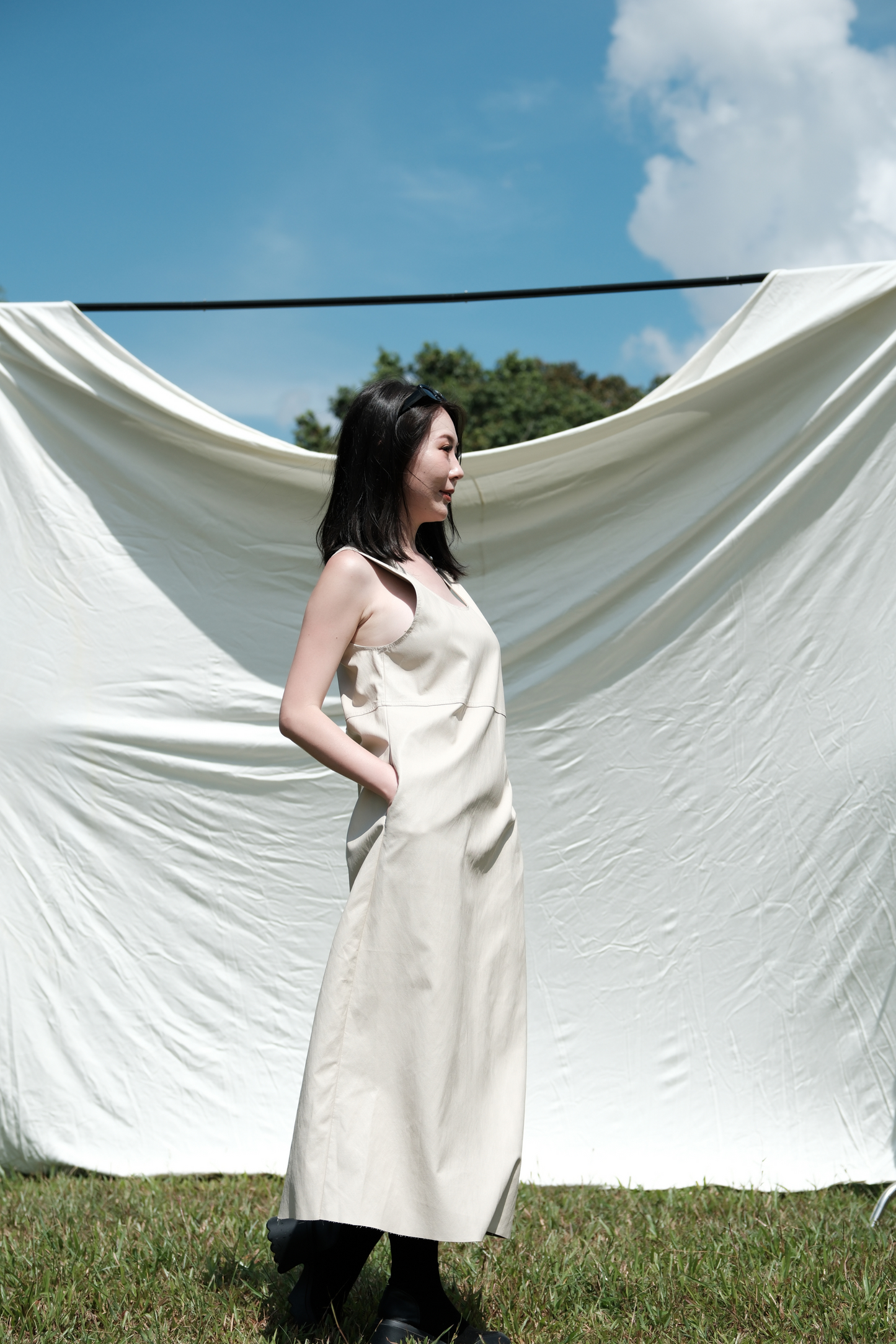 Noa PU Tank Dress in Cream