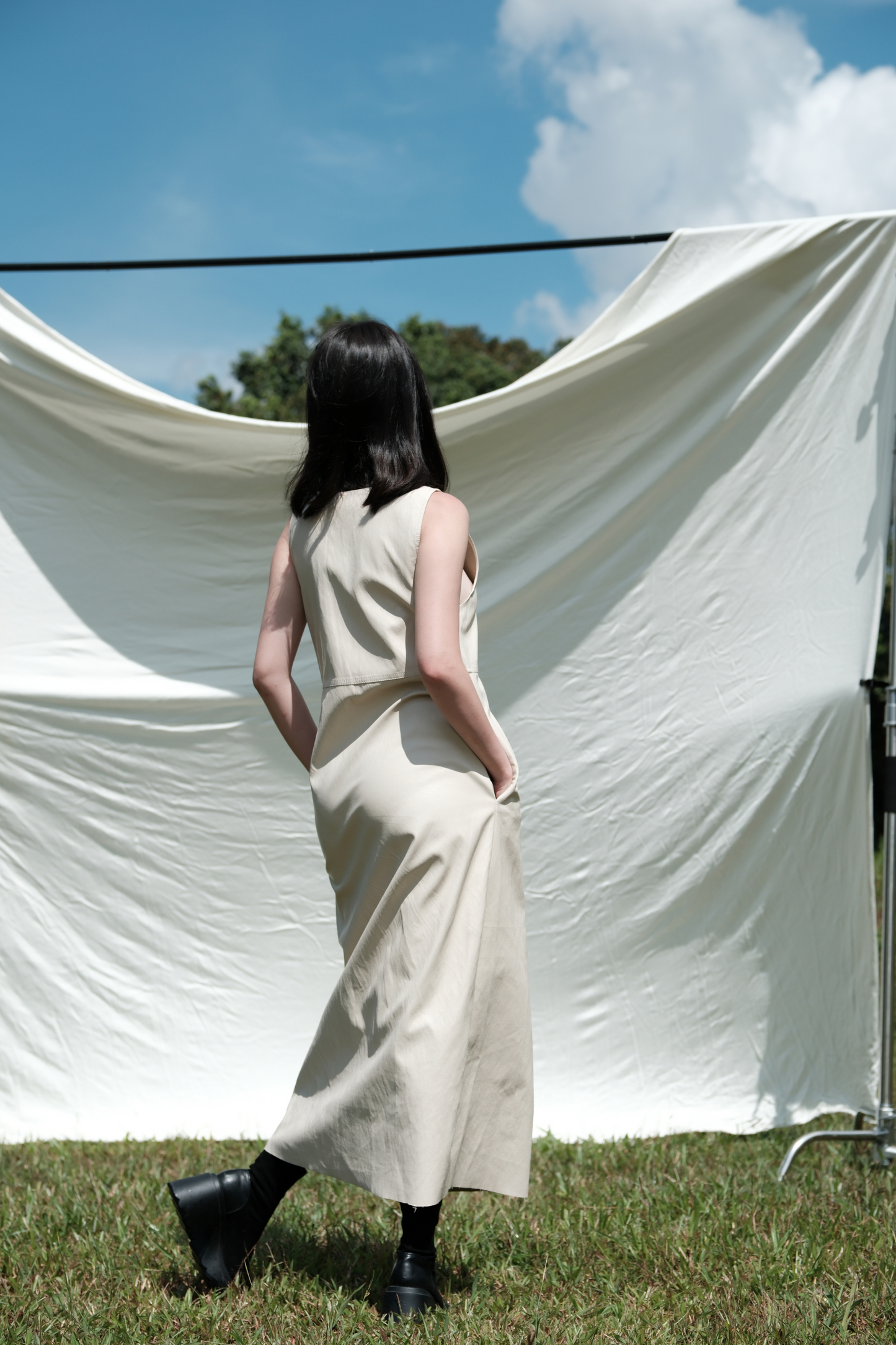 Noa PU Tank Dress in Cream