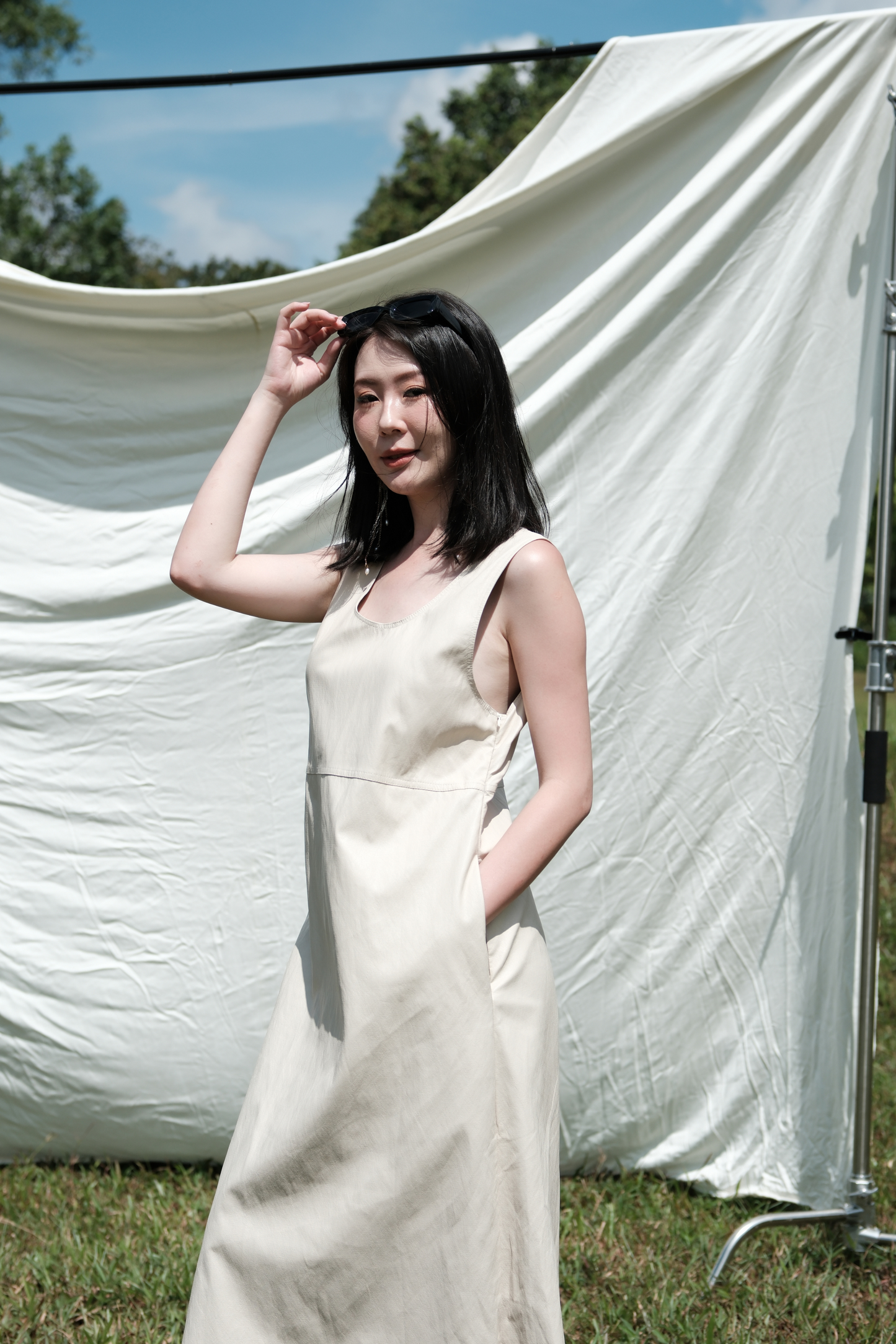 Noa PU Tank Dress in Cream