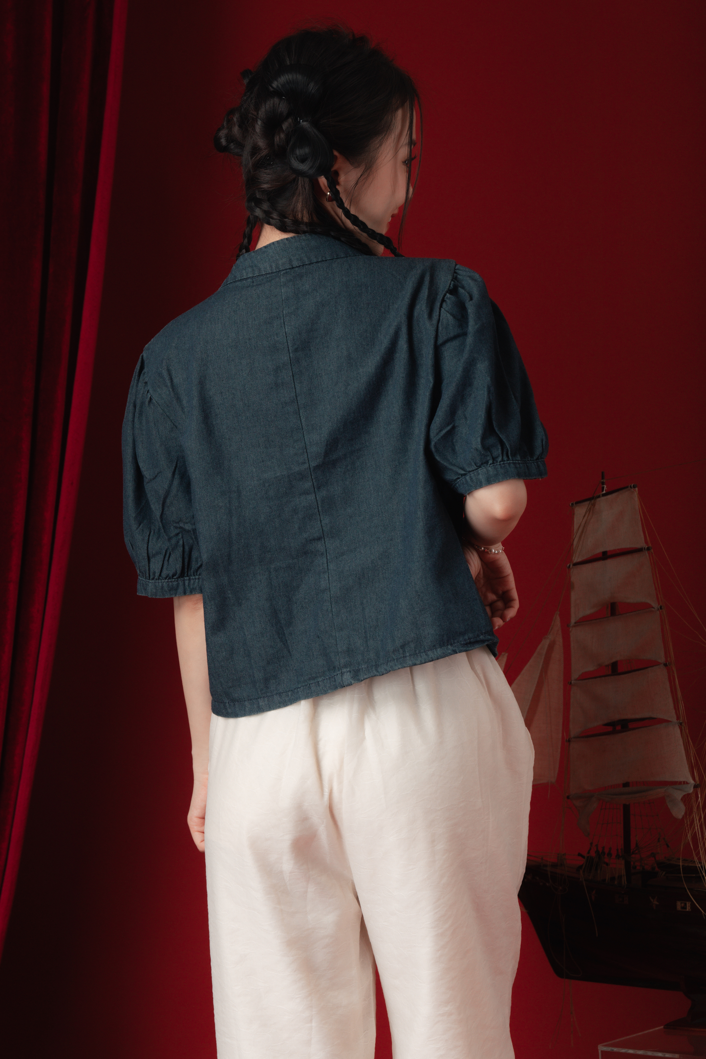 Aubrie Knot Denim Top