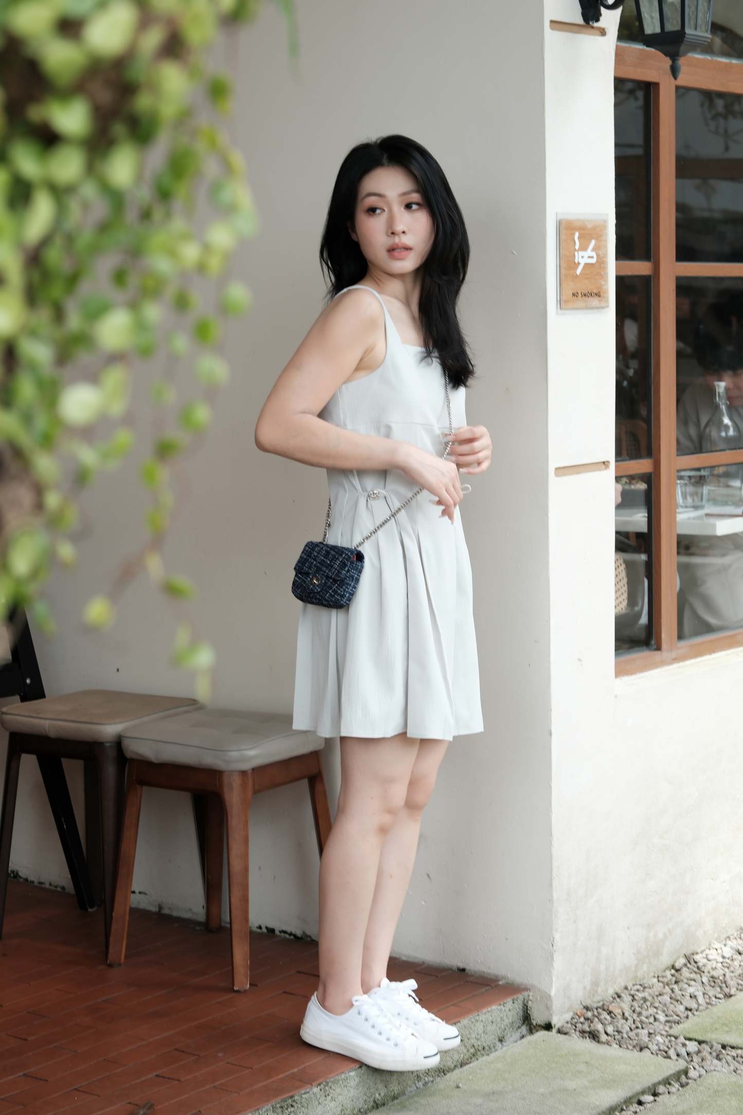 Vivienne Pleated Corset Mini Dress in Grey