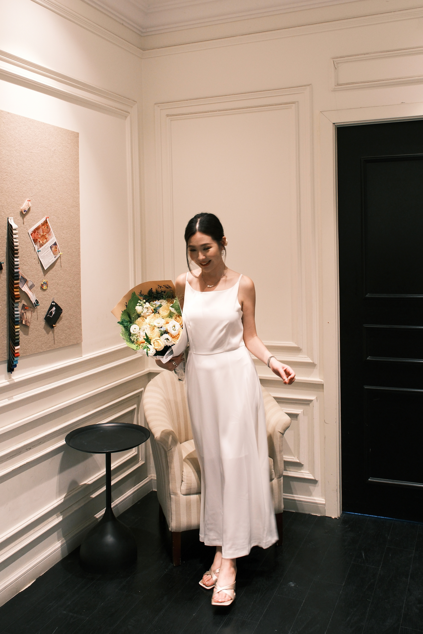 Clara Satin Grace Maxi Dress in White
