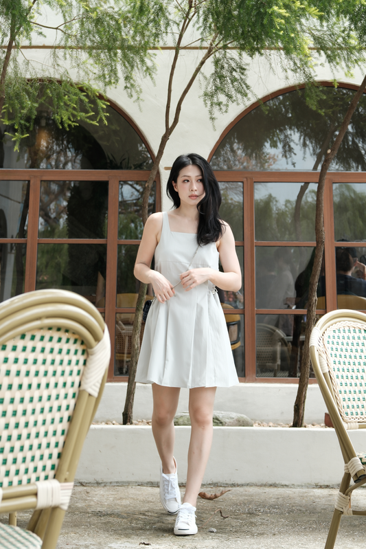 Vivienne Pleated Corset Mini Dress in Grey