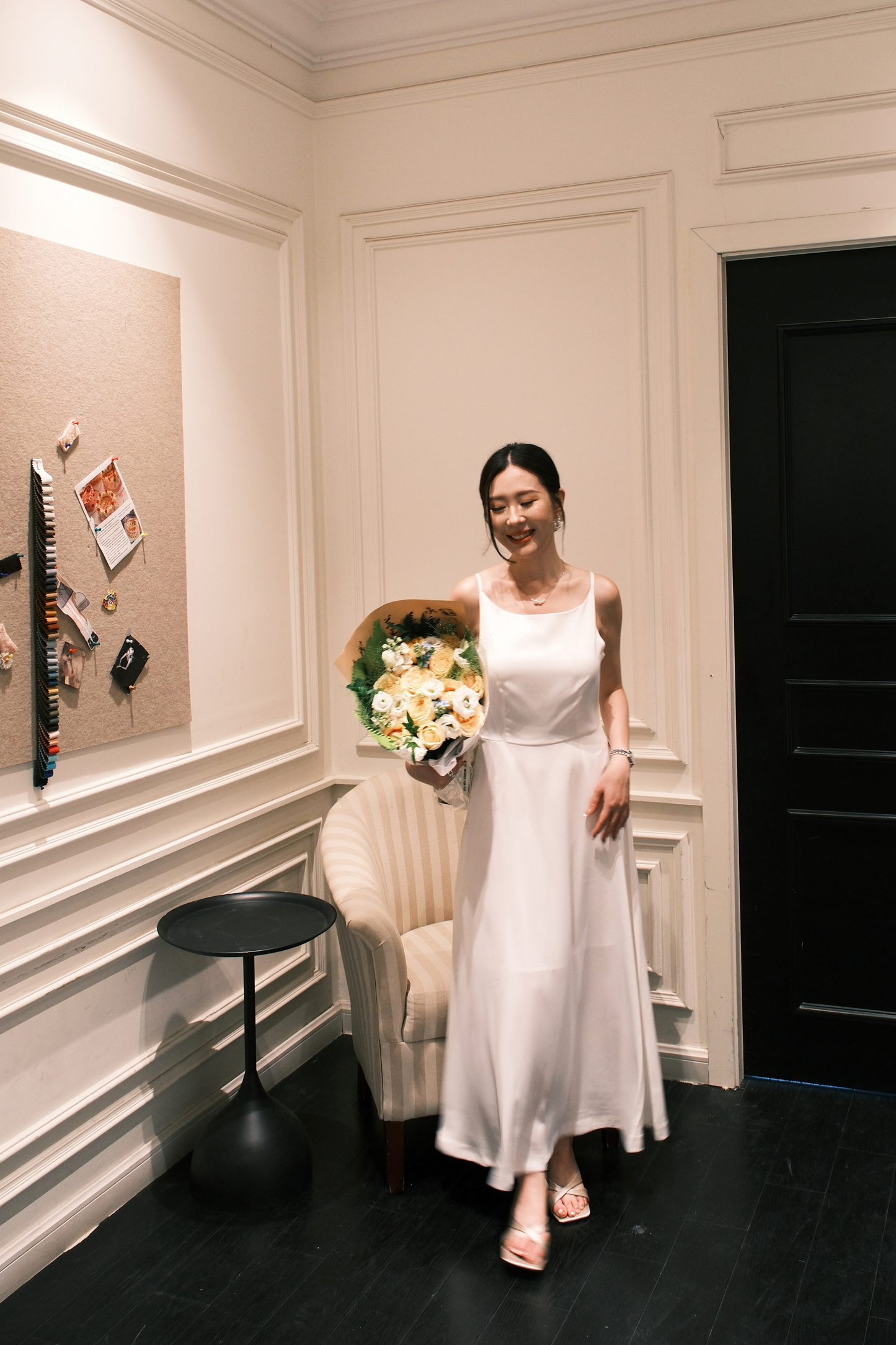 Clara Satin Grace Maxi Dress in White