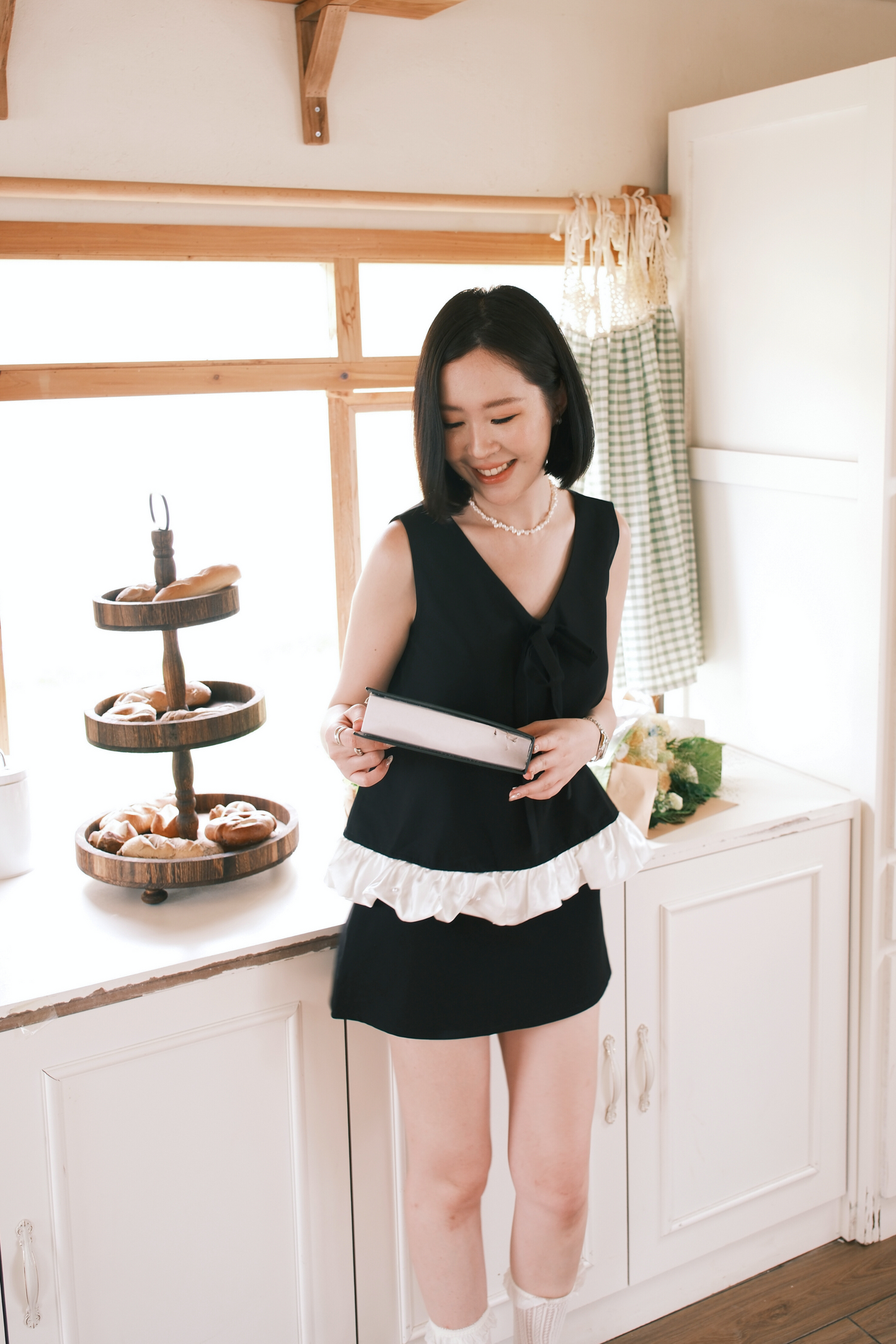 Émilie Ruffle Bow-Tie Top