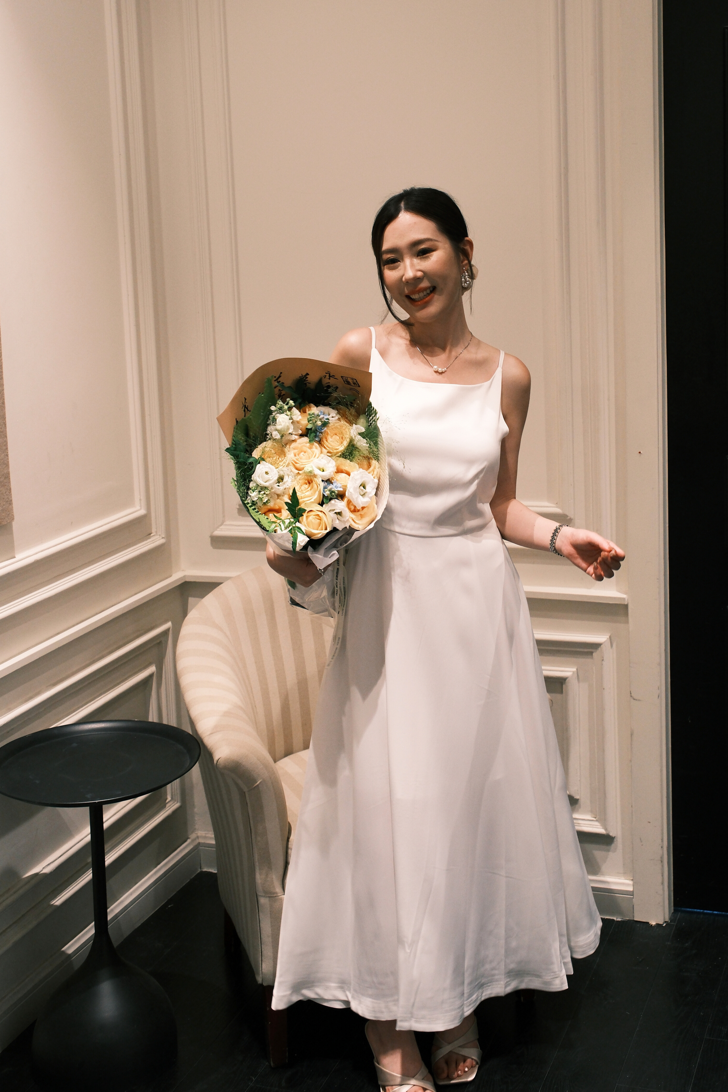 Clara Satin Grace Maxi Dress in White