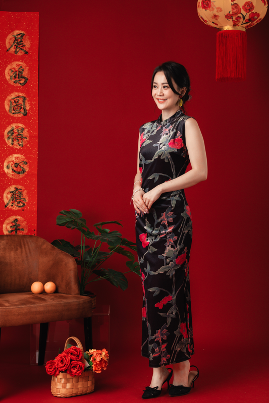 Veyna Velvet Blossom Cheongsam