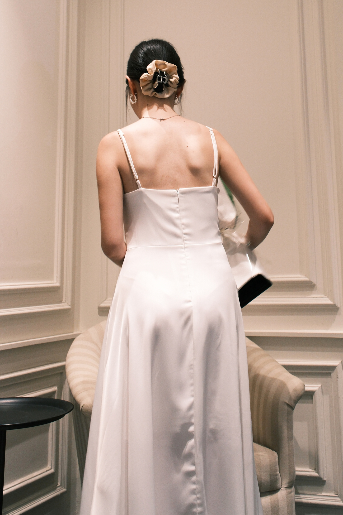 Clara Satin Grace Maxi Dress in White