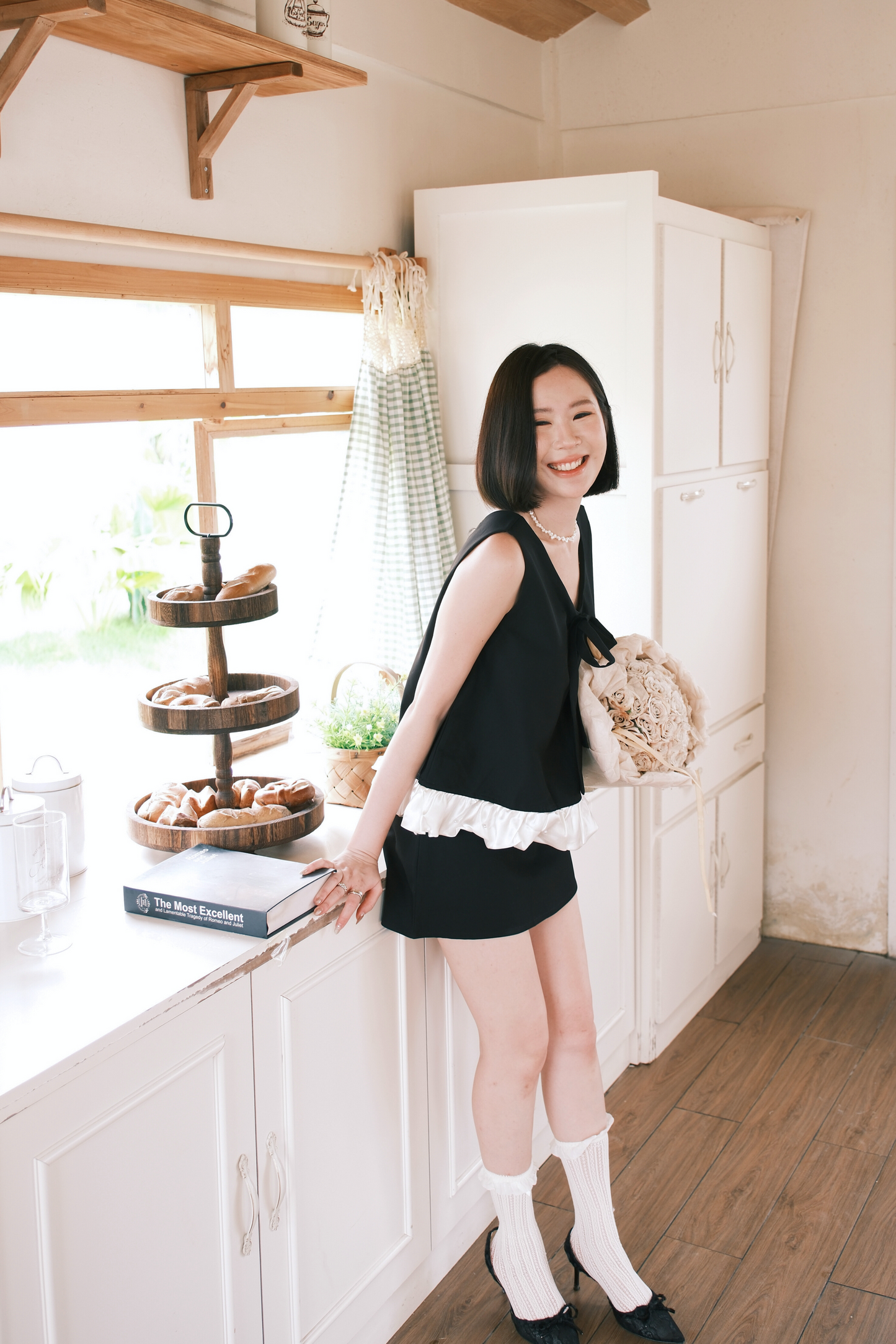 Émilie Ruffle Bow-Tie Top