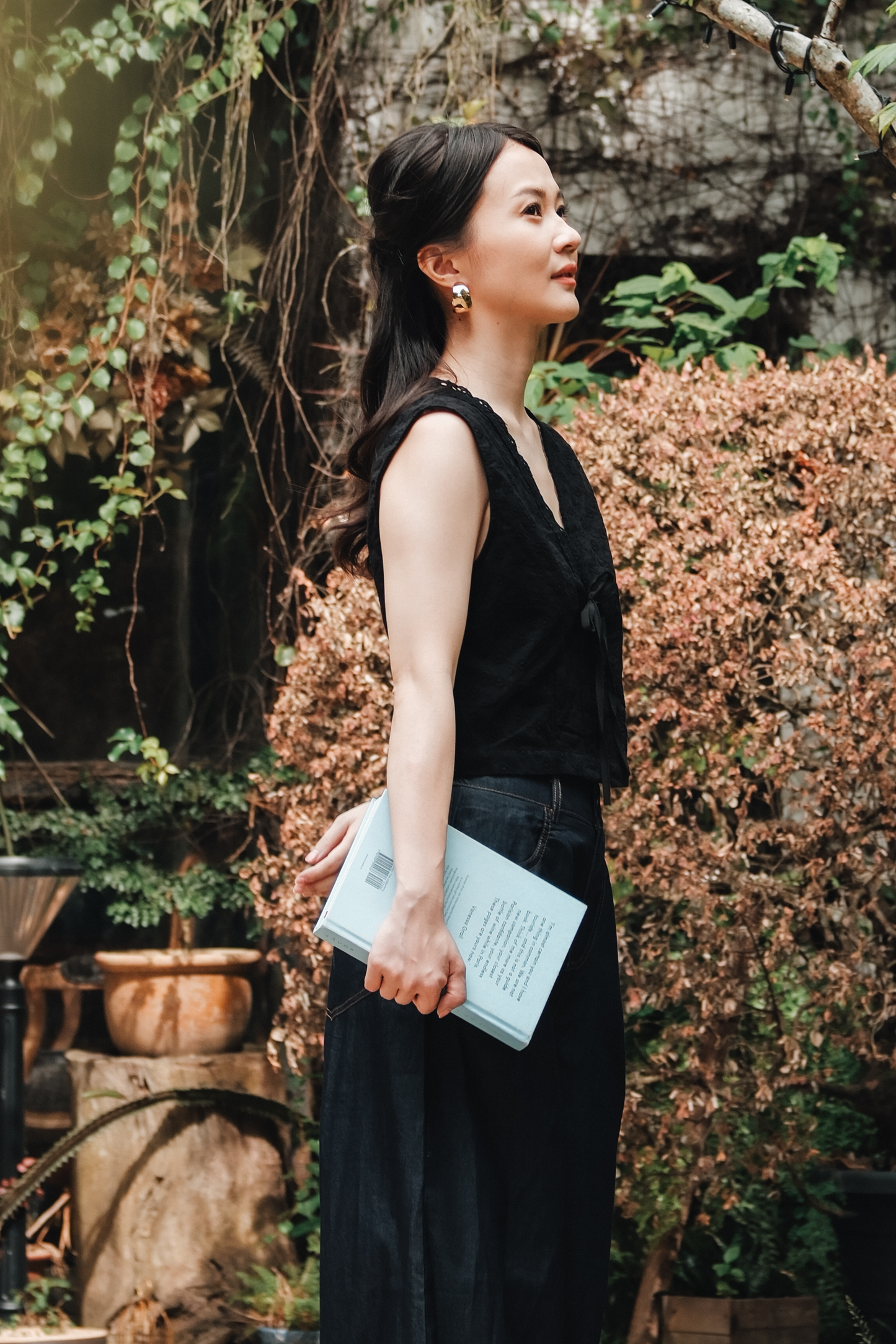 Celeste Lace Tie-Front Top in Black
