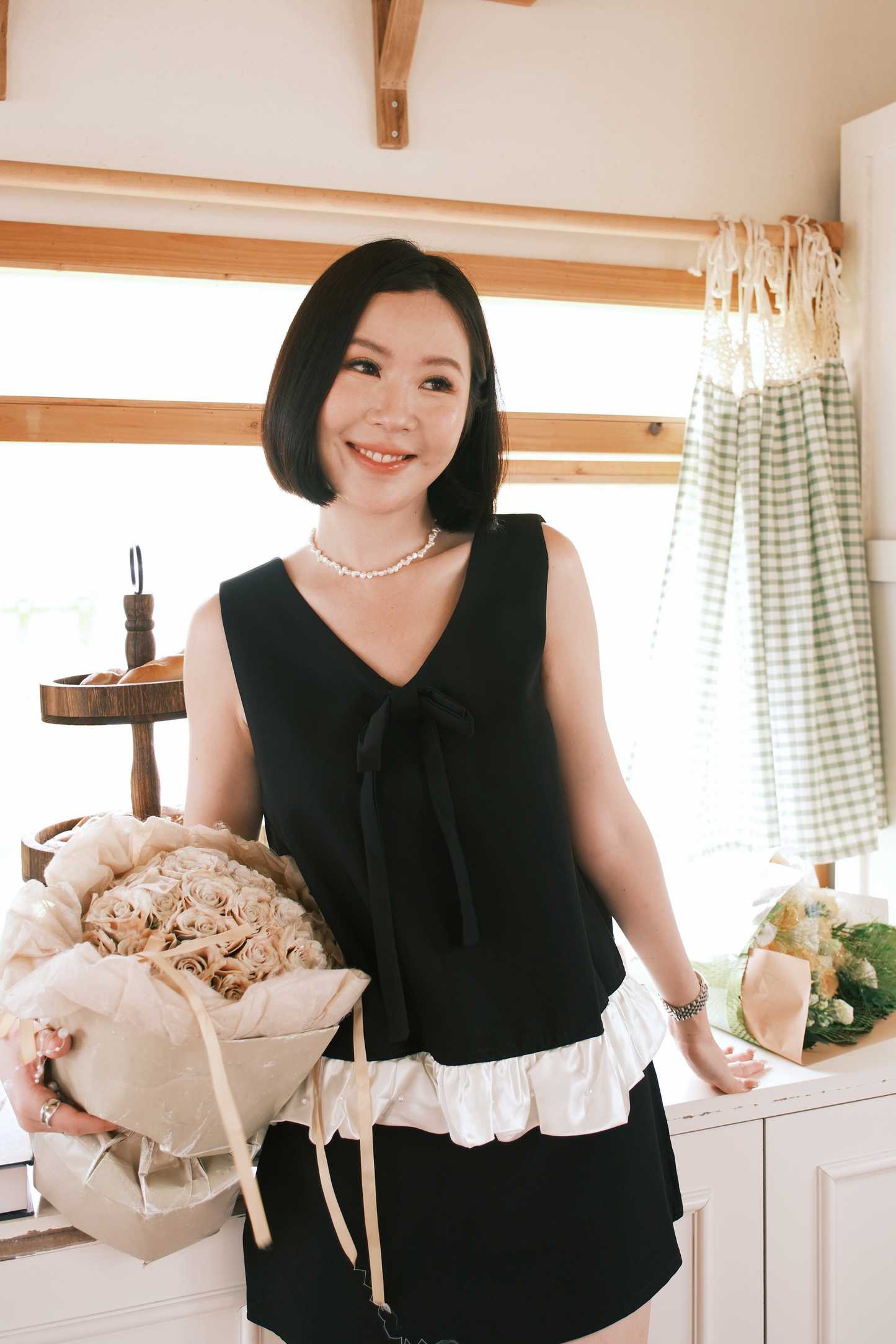 Émilie Ruffle Bow-Tie Top