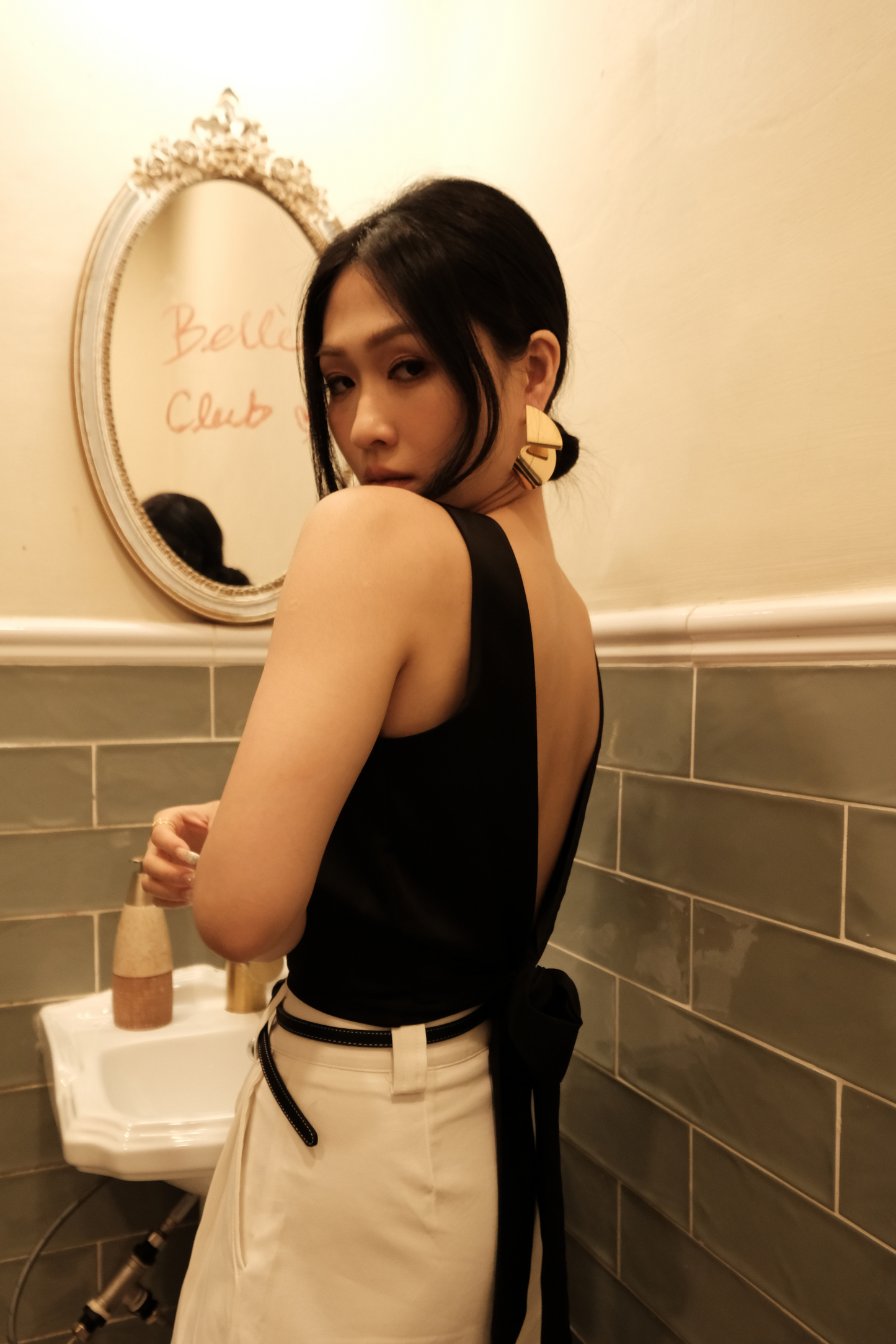 Charlotte Tie-Back Top in Black