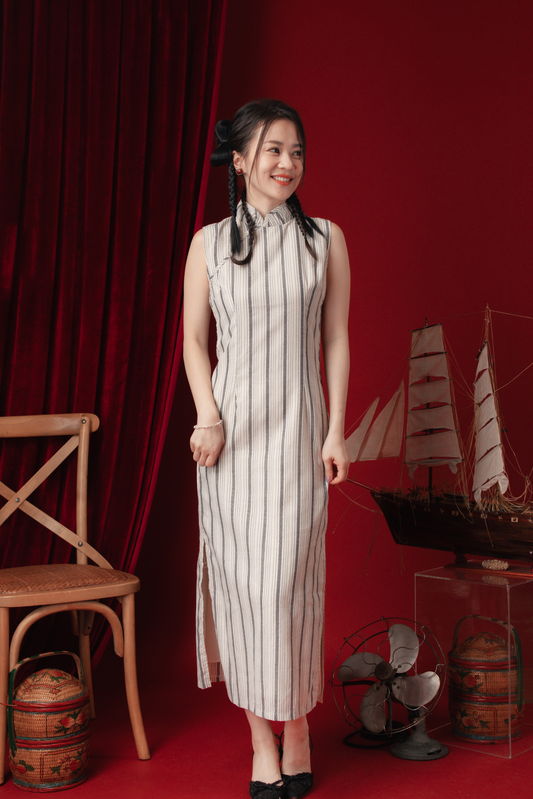 Clara Stripe Cheongsam Dress (In-Stock)