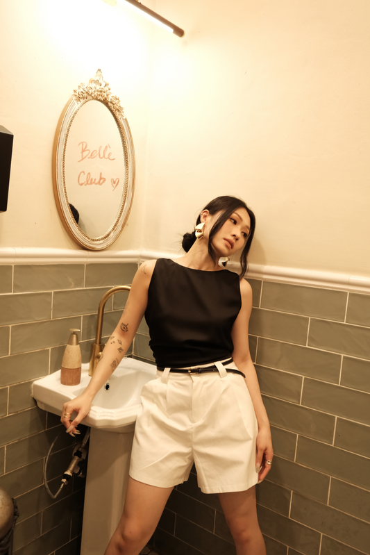 Charlotte Tie-Back Top in Black