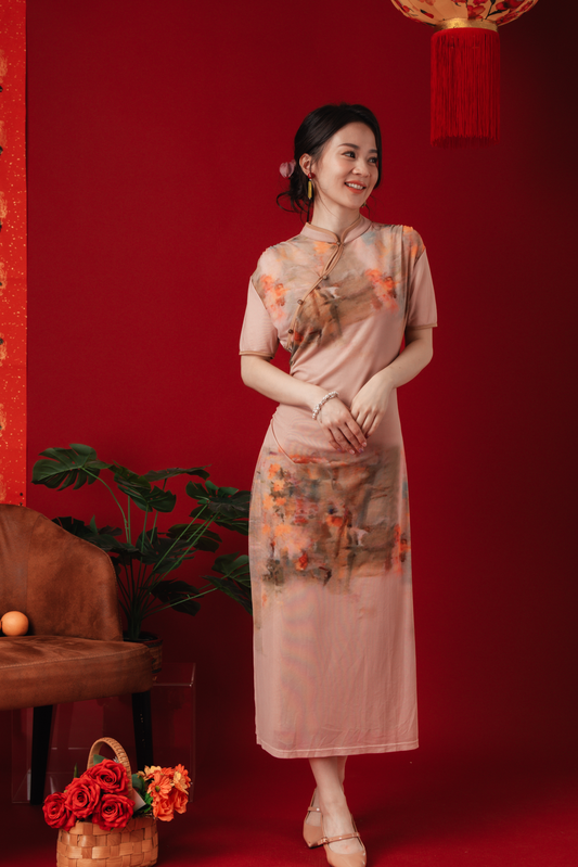 Celia Painted Bloom Cheongsam Dress