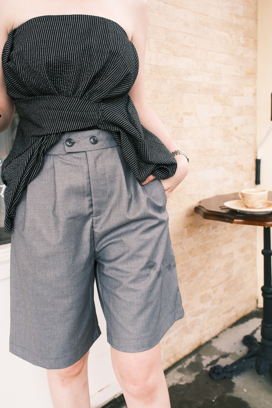 Diane Pleated Bermudas in Grey