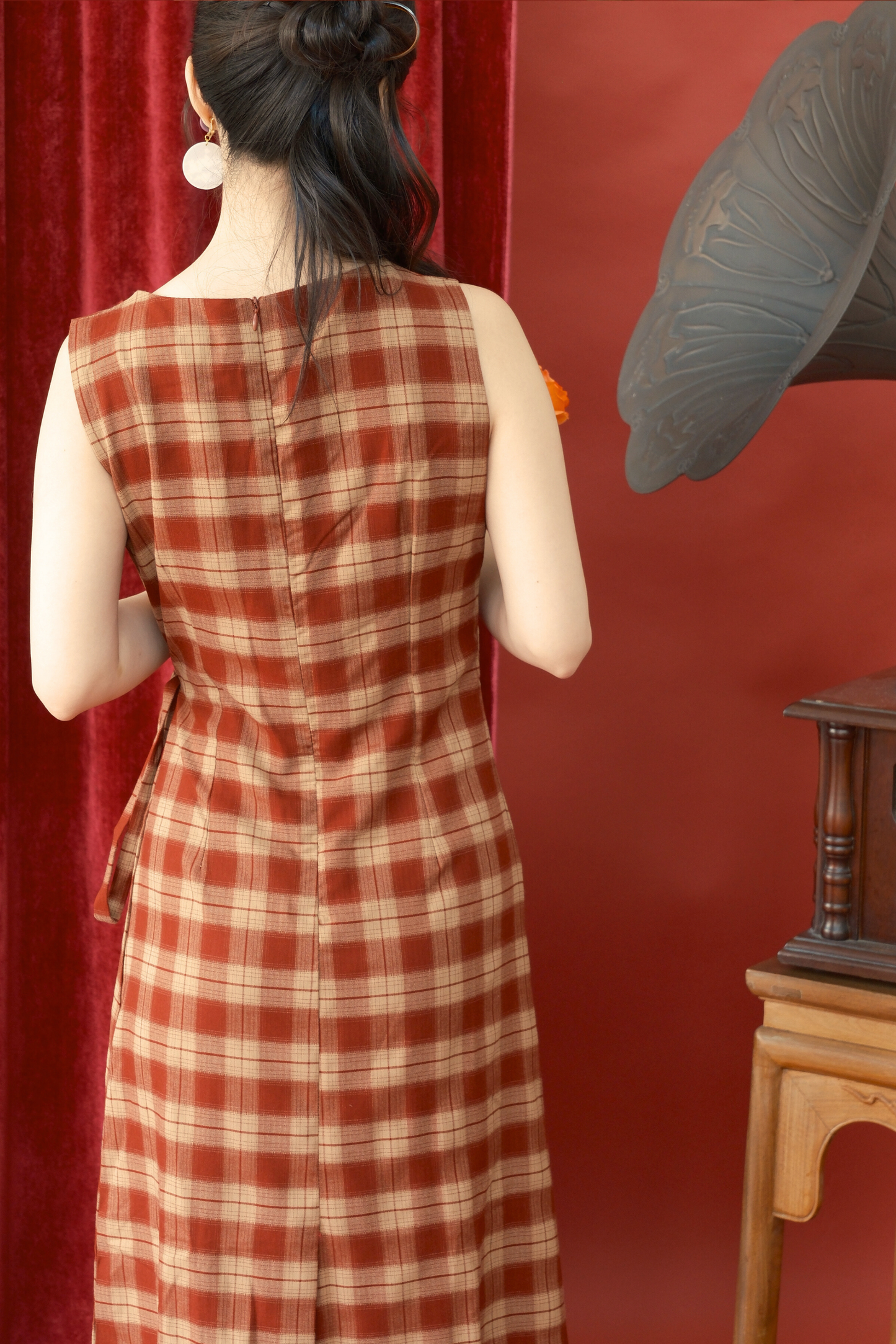 Roselle Plaid Wrap Midi Dress (In-Stock)