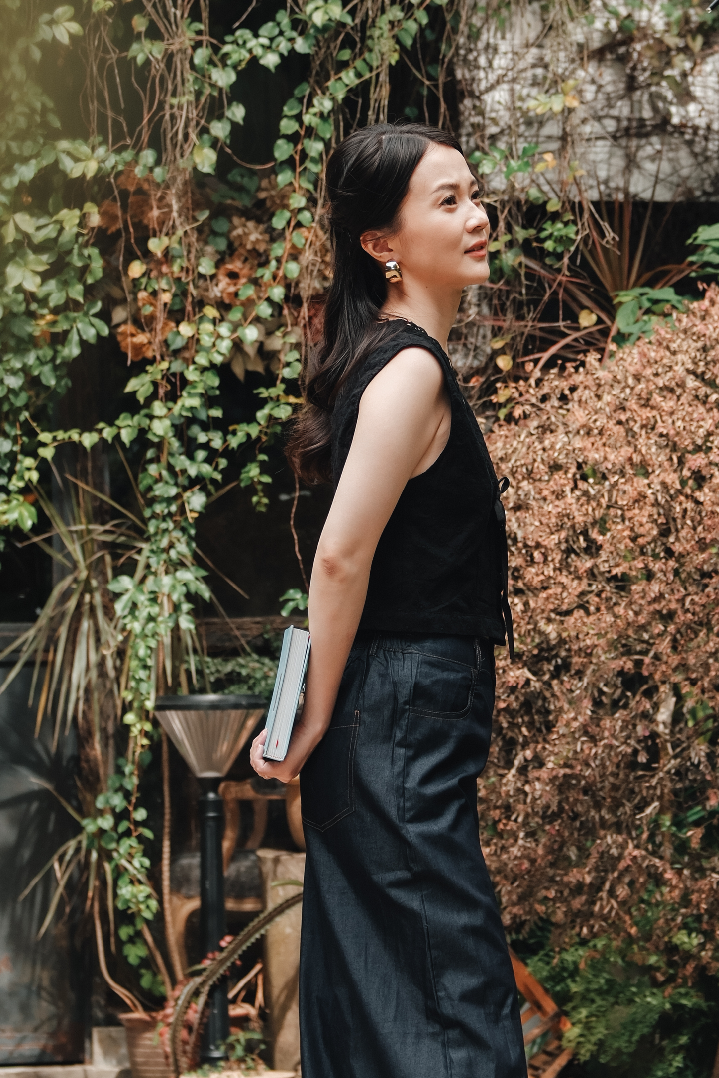 Celeste Lace Tie-Front Top in Black
