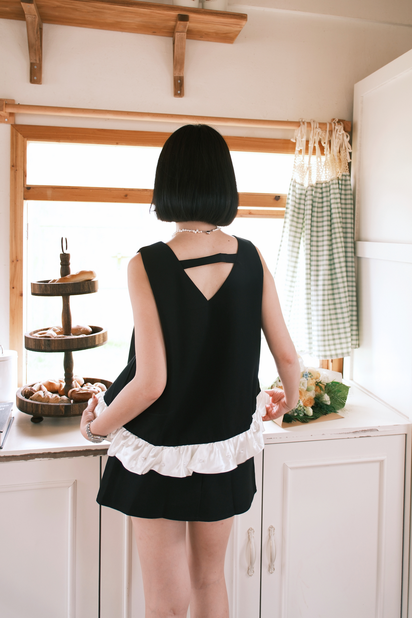 Émilie Ruffle Bow-Tie Top