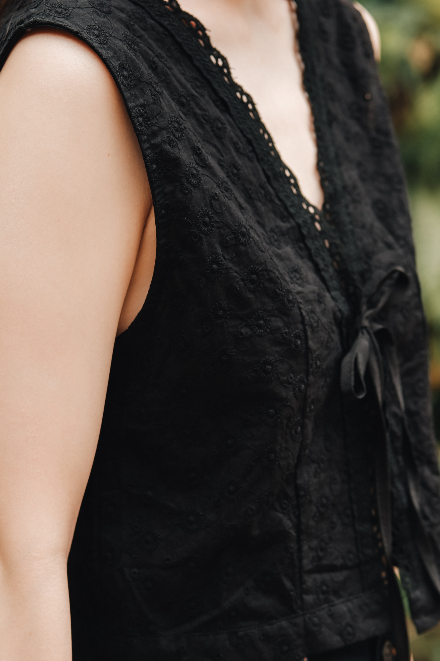 Celeste Lace Tie-Front Top in Black