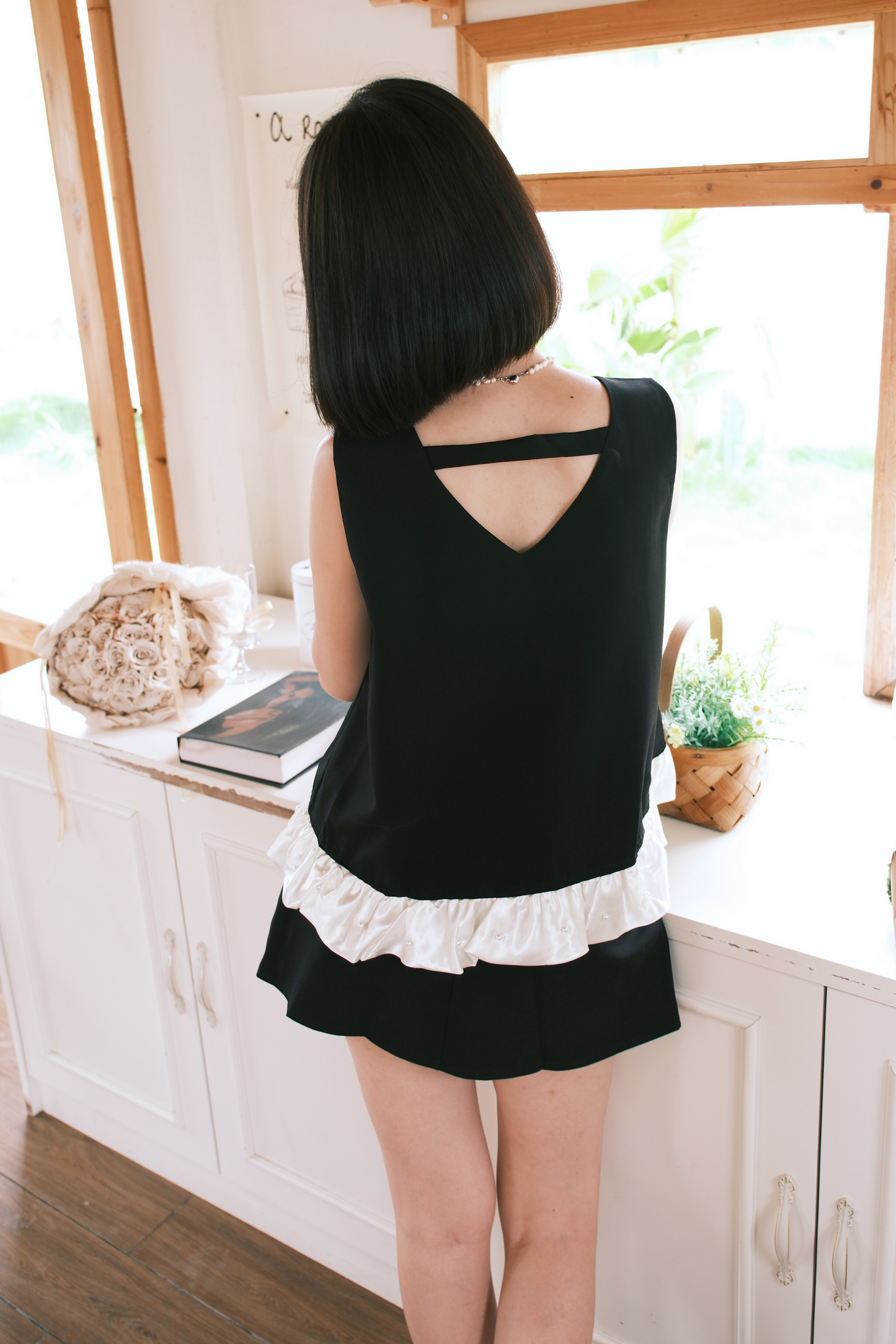 Émilie Ruffle Bow-Tie Top