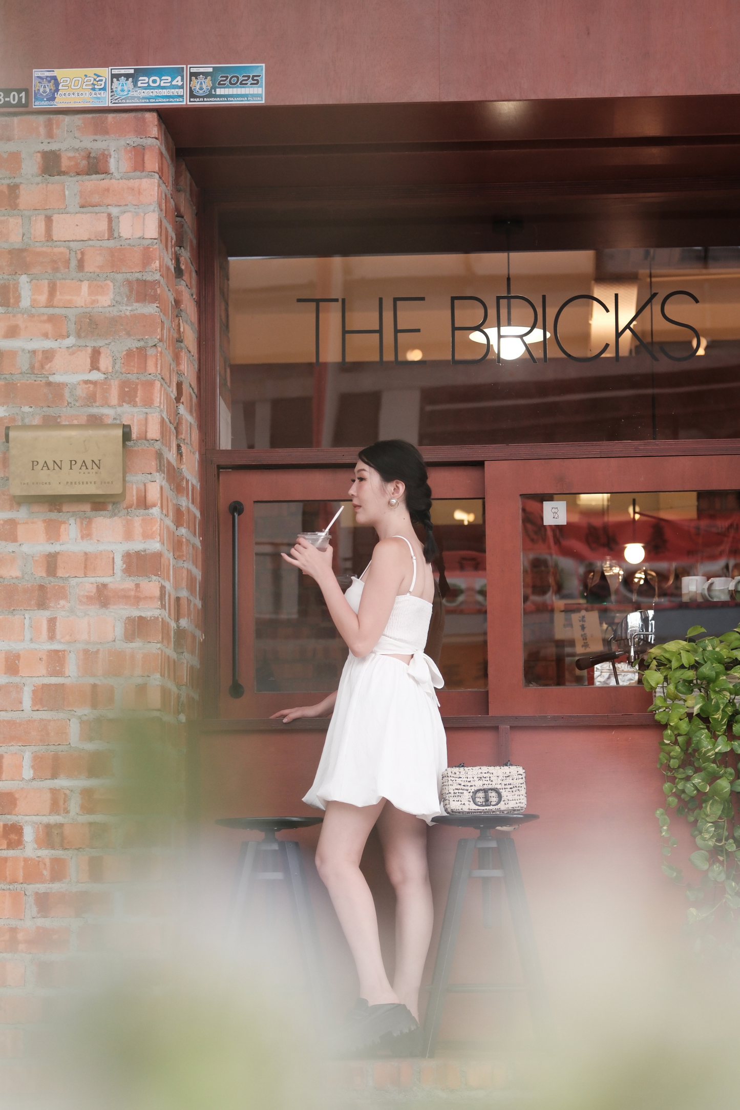 Élise Ribbon-Back Mini Dress in White