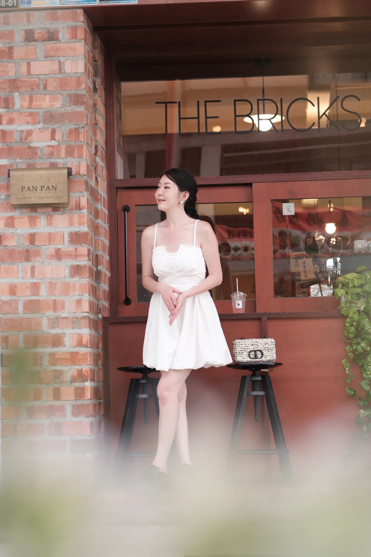 Élise Ribbon-Back Mini Dress in White