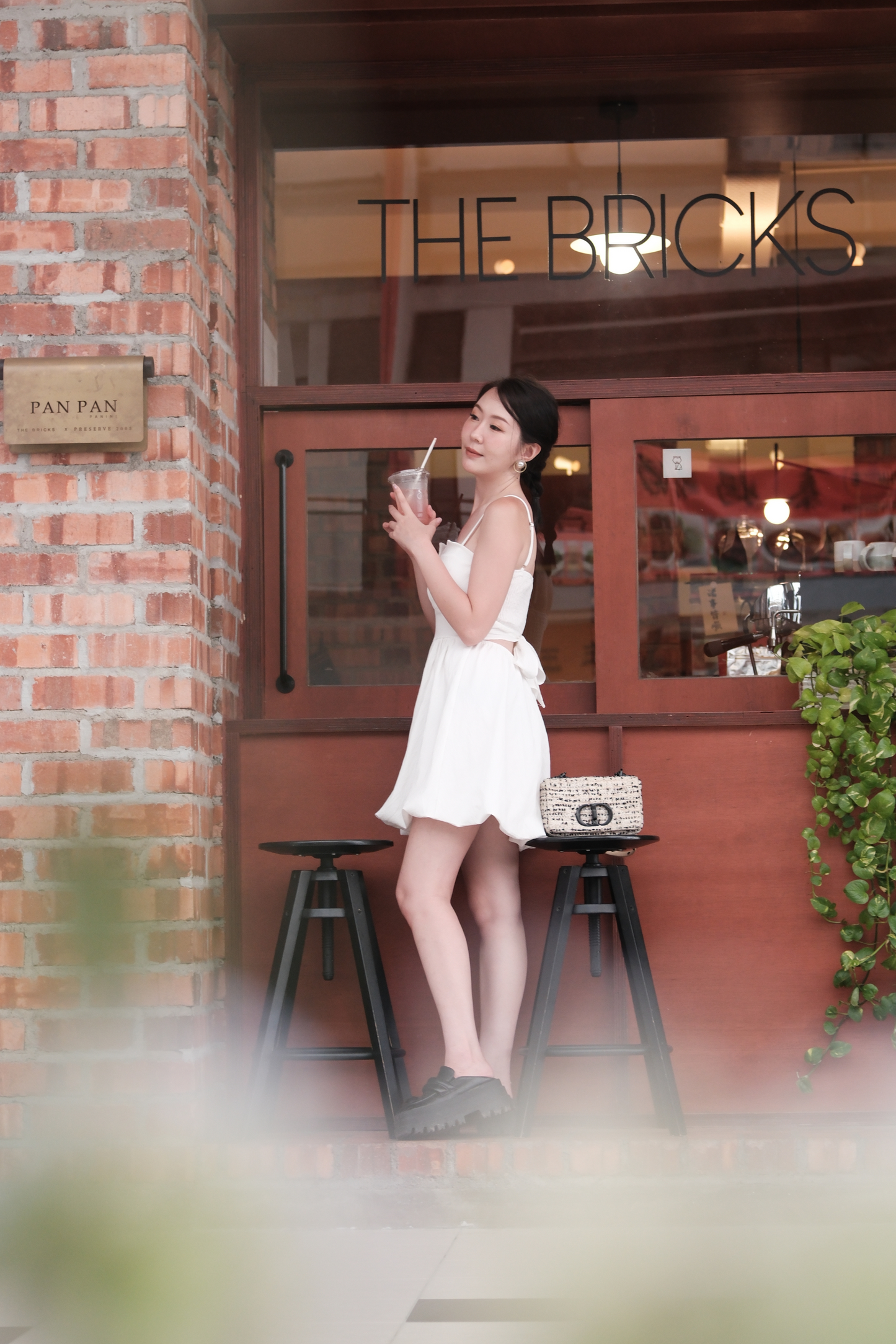 Élise Ribbon-Back Mini Dress in White