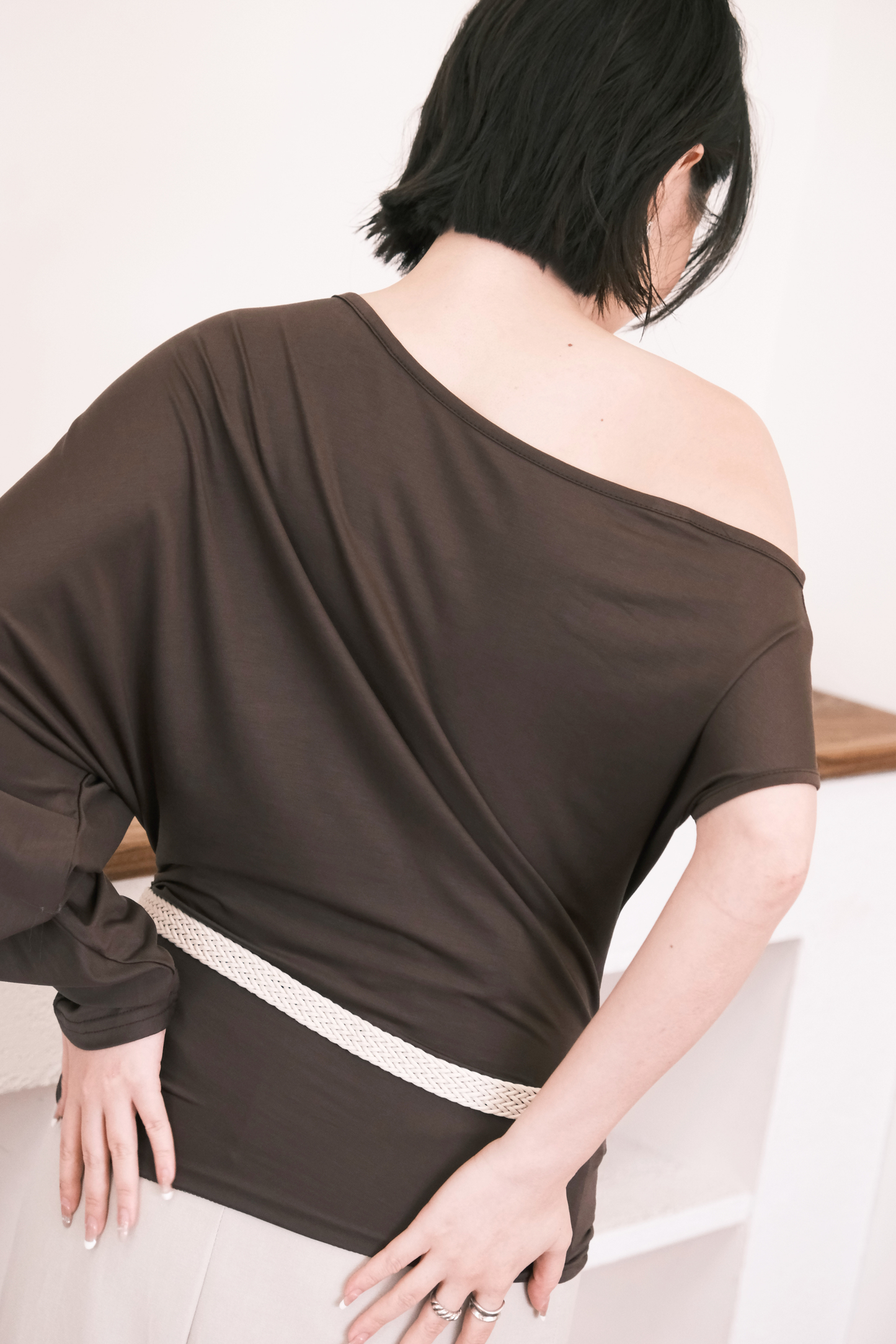Soleil Asymmetrical Top in Coffee