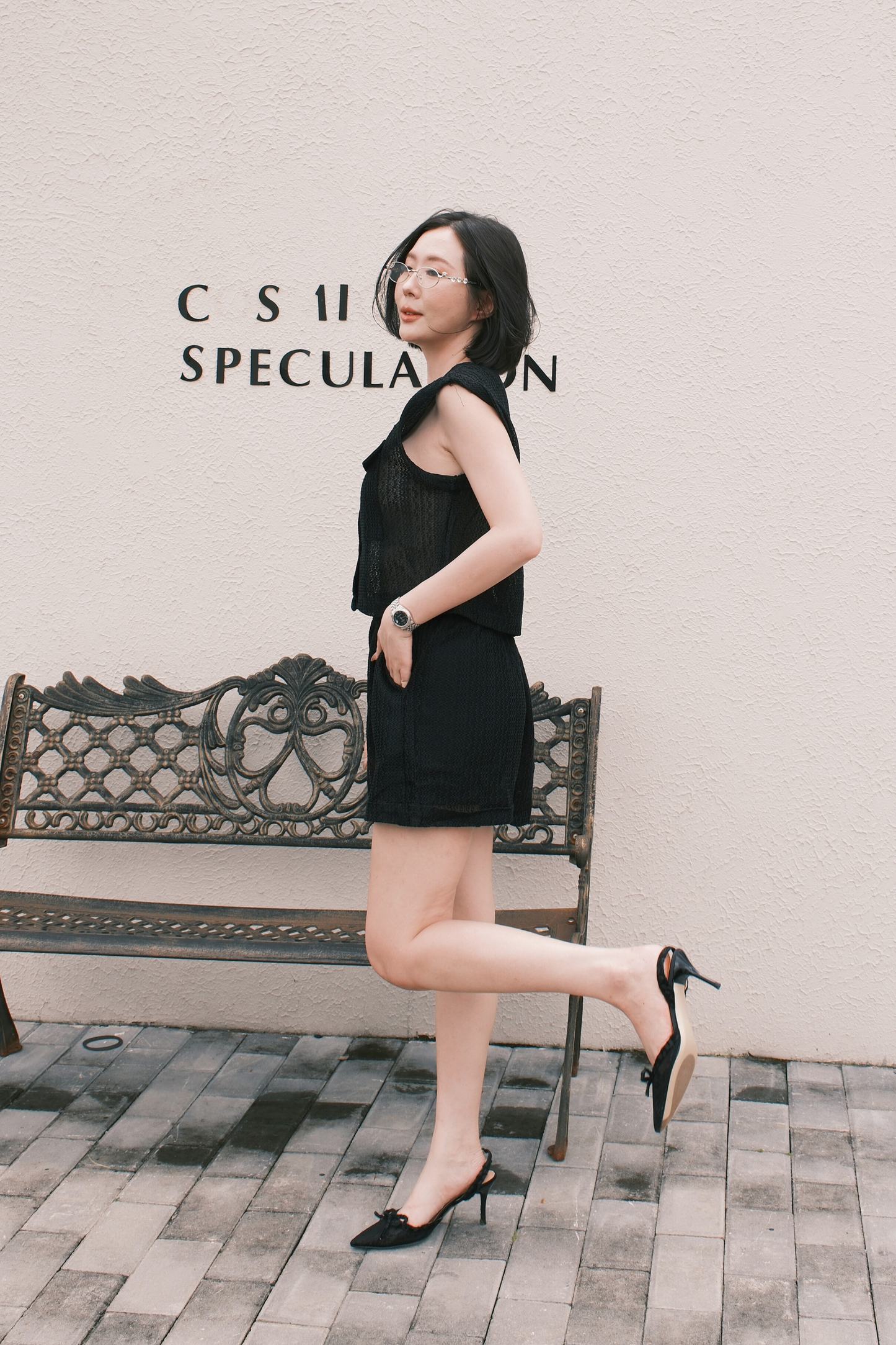 Noa Crochet Twinset in Black