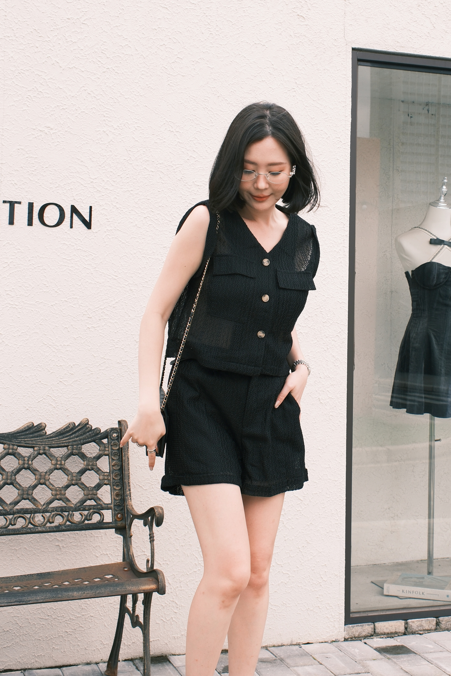 Noa Crochet Twinset in Black