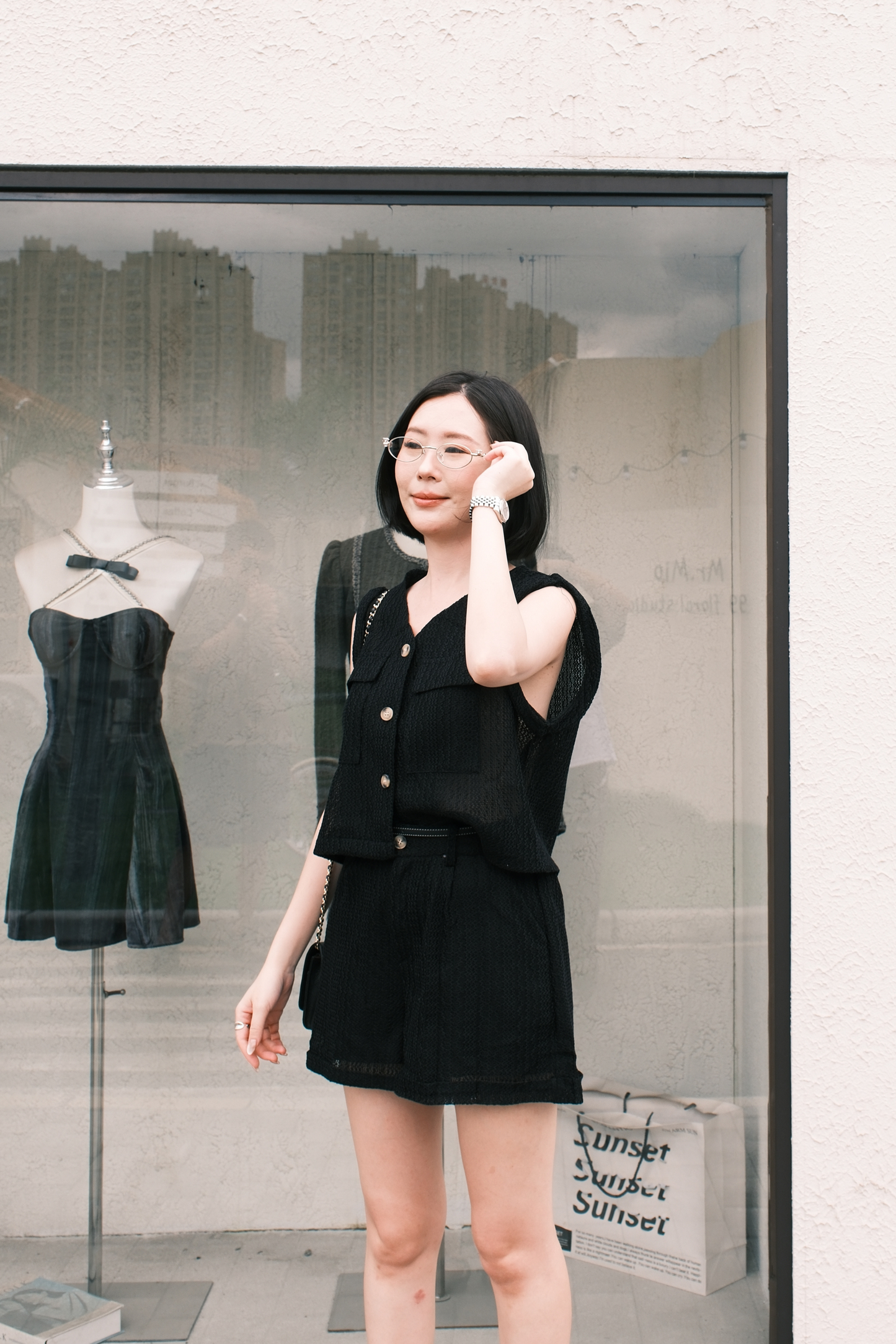 Noa Crochet Twinset in Black