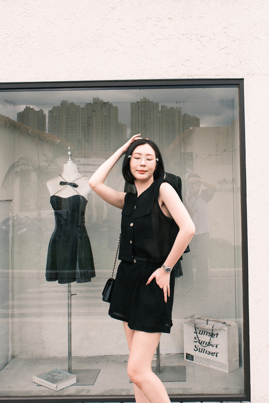 Noa Crochet Twinset in Black