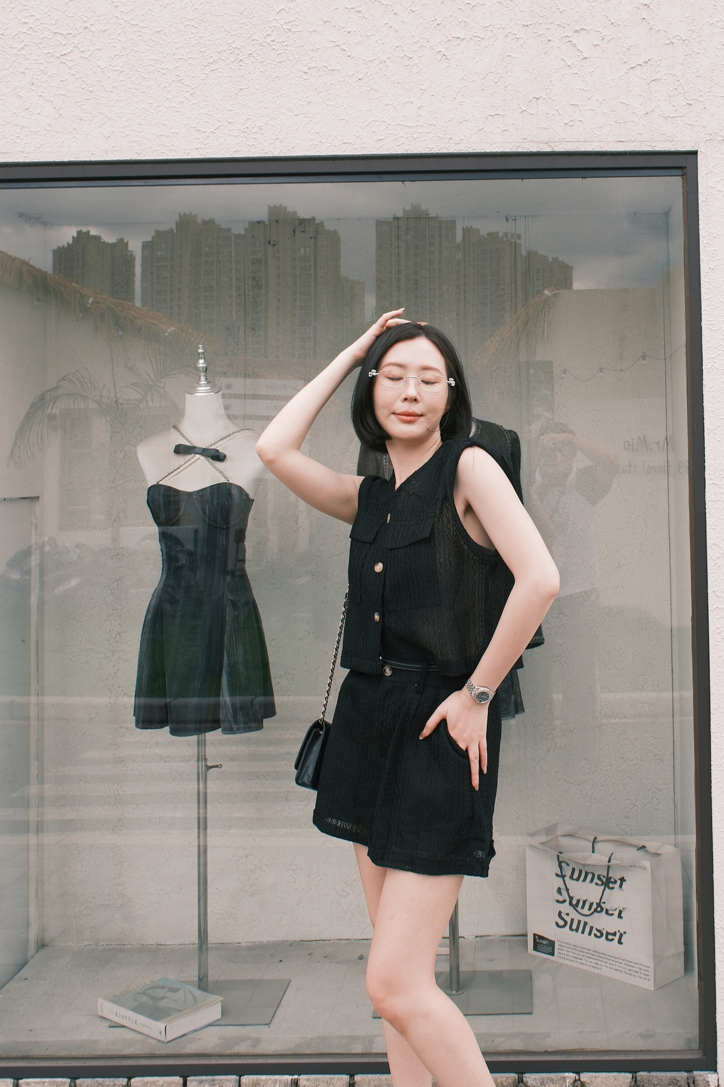 Noa Crochet Twinset in Black