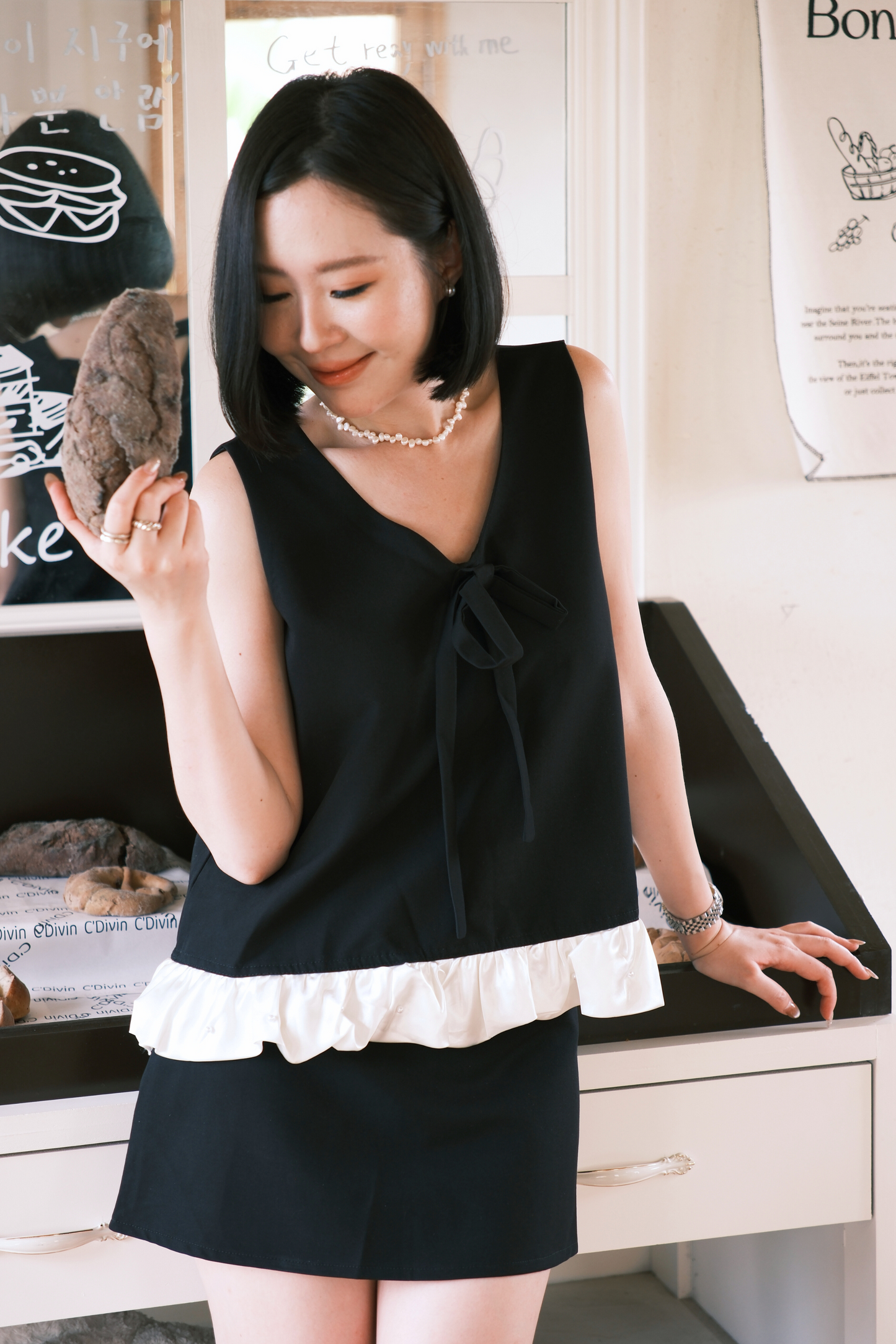 Émilie Ruffle Bow-Tie Top