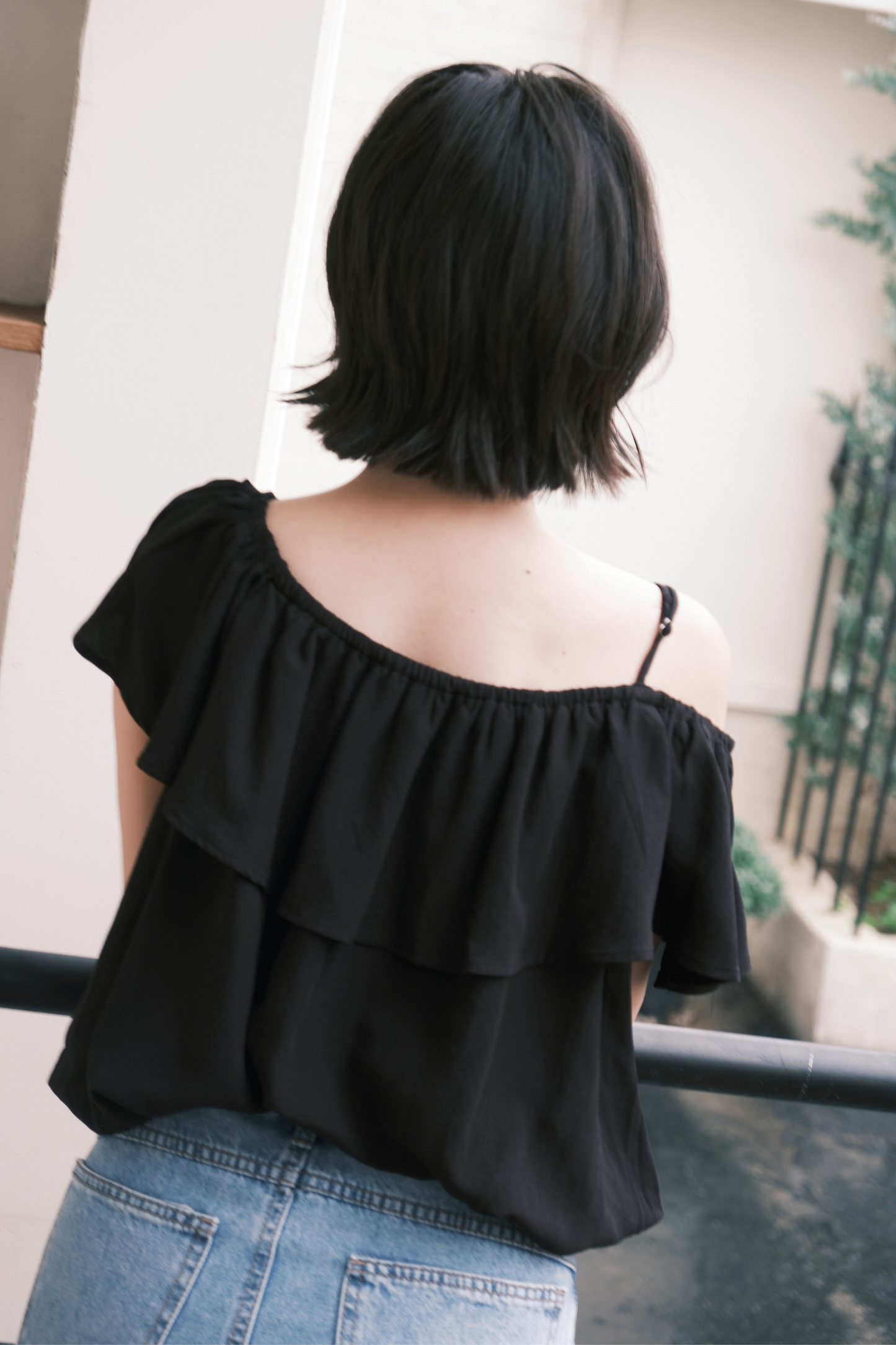 Audrey Ruffle Top in Black