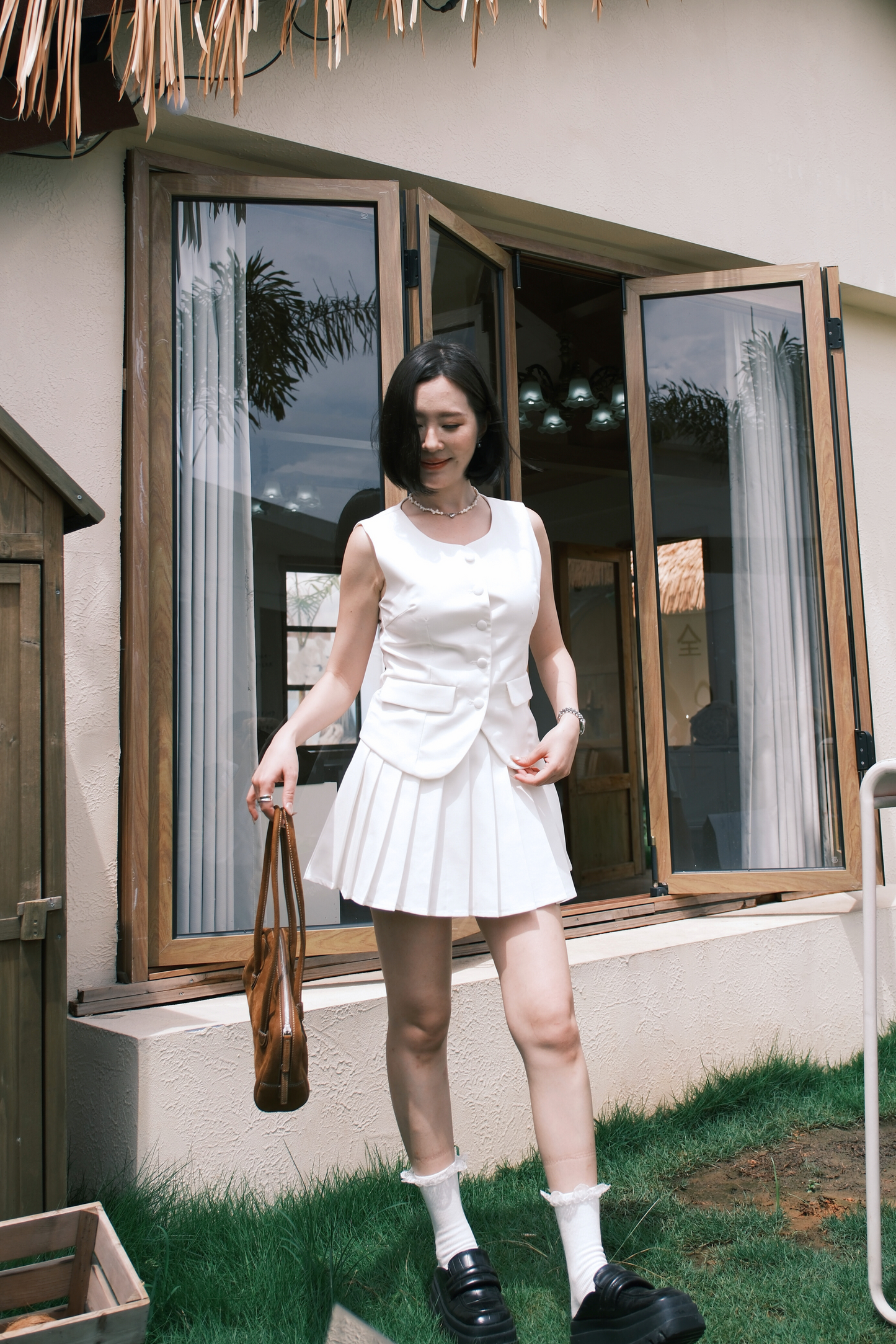 Arielle Sculpted Pleats Twinset in White
