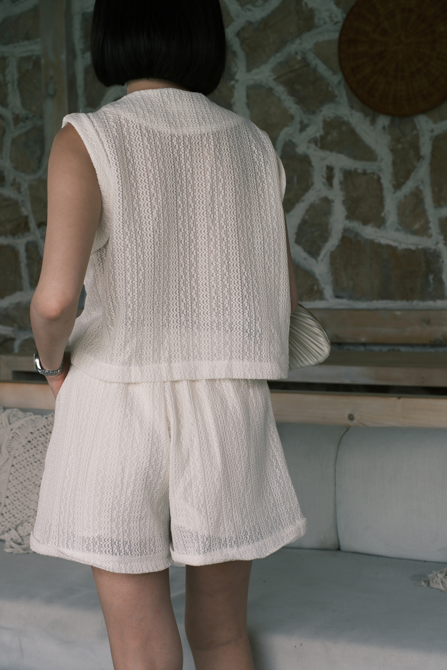 Noa Crochet Twinset in White