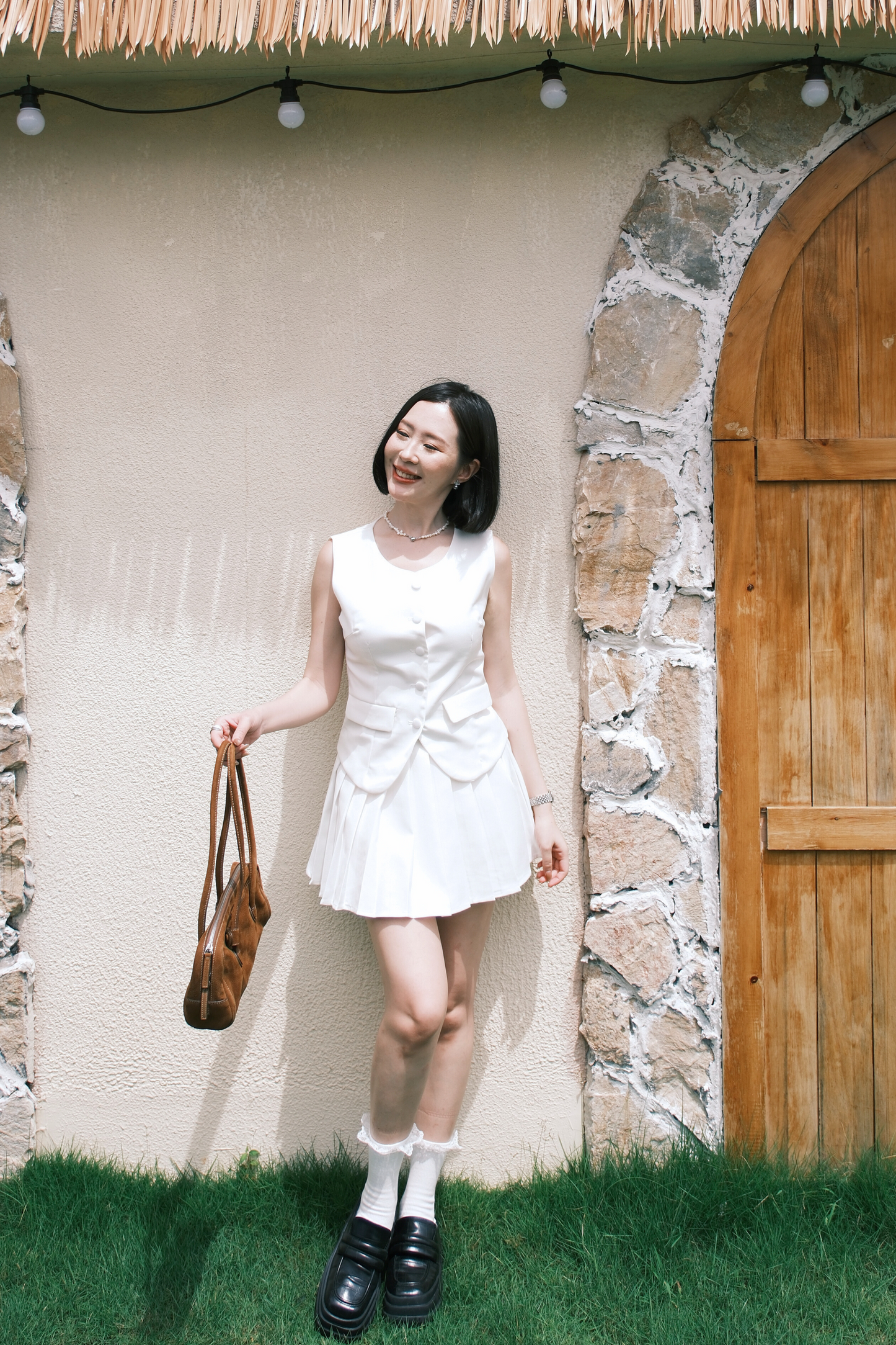 Arielle Sculpted Pleats Twinset in White