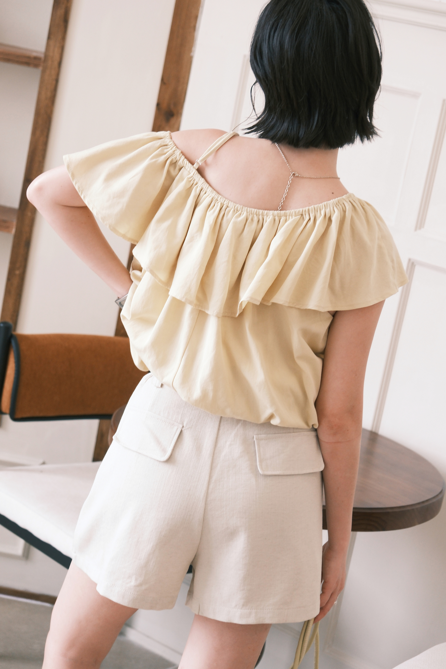 Soleil Tie-Waist Shorts in Khaki