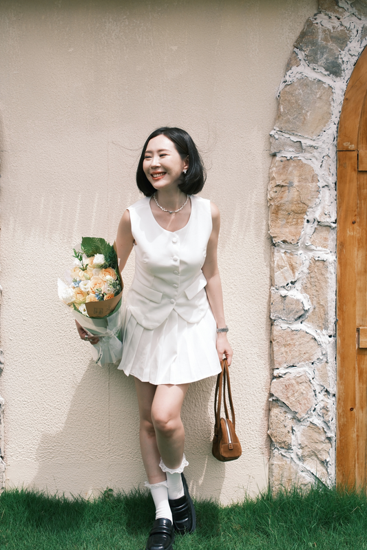 Arielle Sculpted Pleats Twinset in White