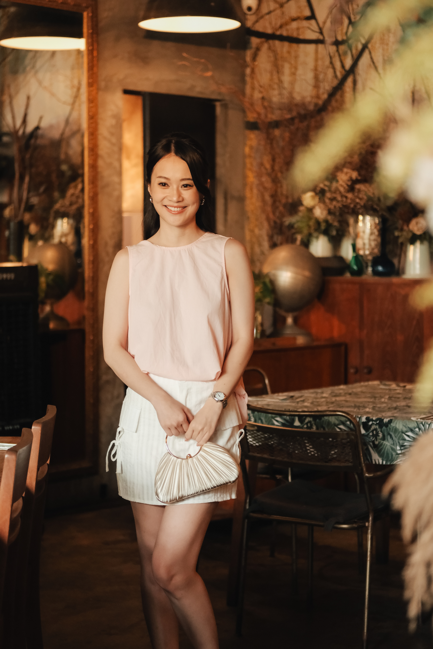 Inès Draped Back Knot Top in Ballet Pink
