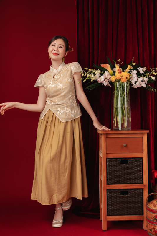 Mira Embroidered Layered Cheongsam Dress