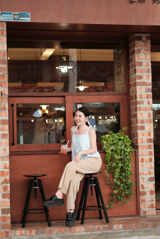 Élodie Tie-Strap Vest Set in Light Blue