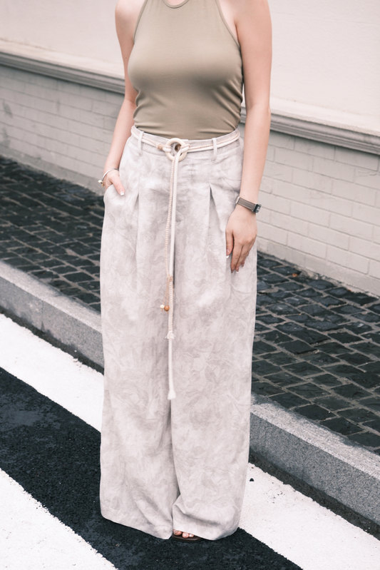Sahara Marble Wide-Leg Pants in Khaki