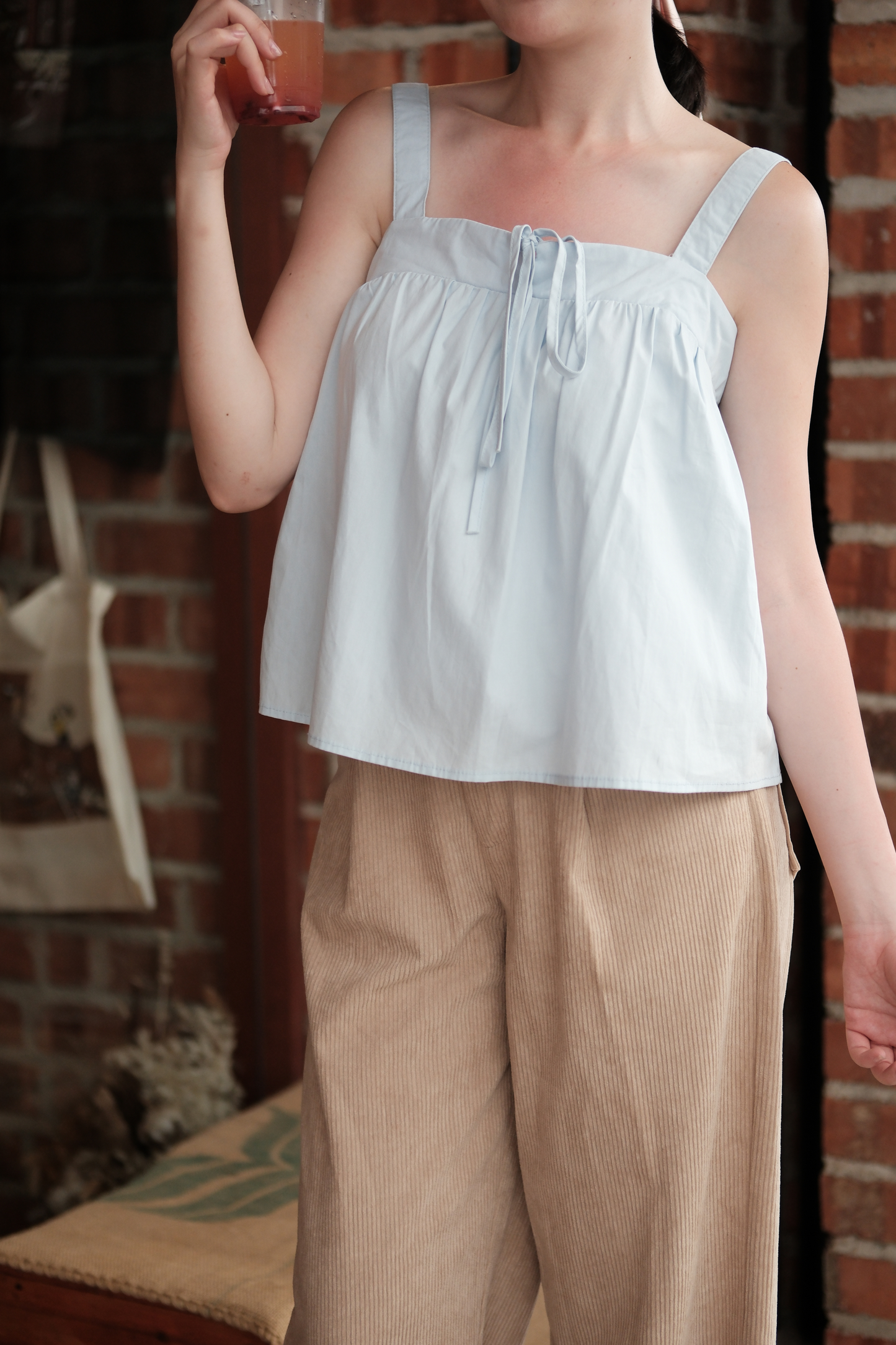 Élodie Tie-Strap Vest Set in Light Blue