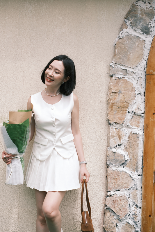 Arielle Sculpted Pleats Twinset in White