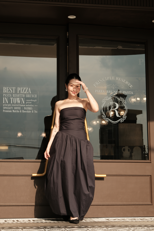 Céline Pure Bow Gown in Dark Blue